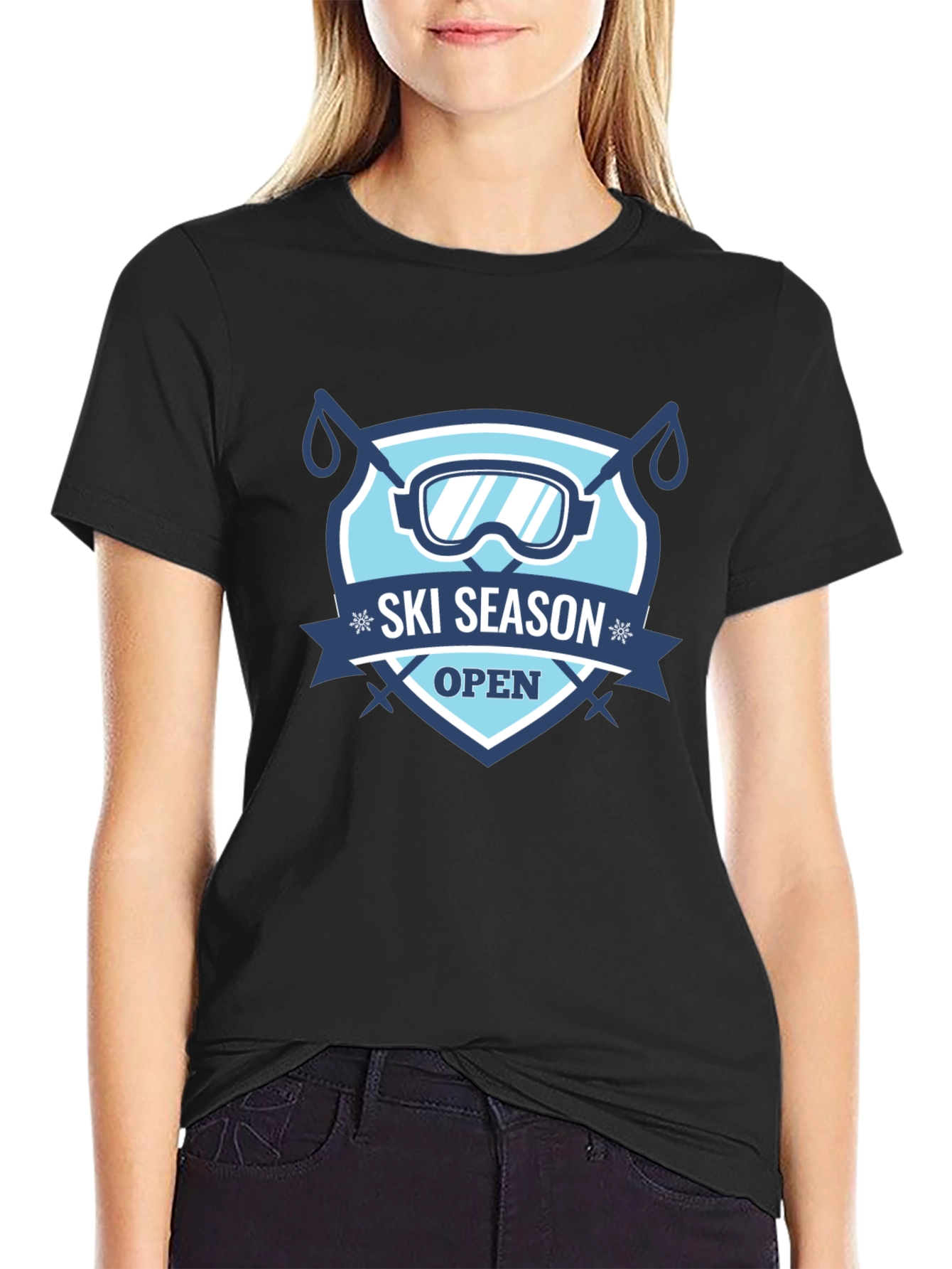 Black Ski Season Open Black T-Shirt view 2