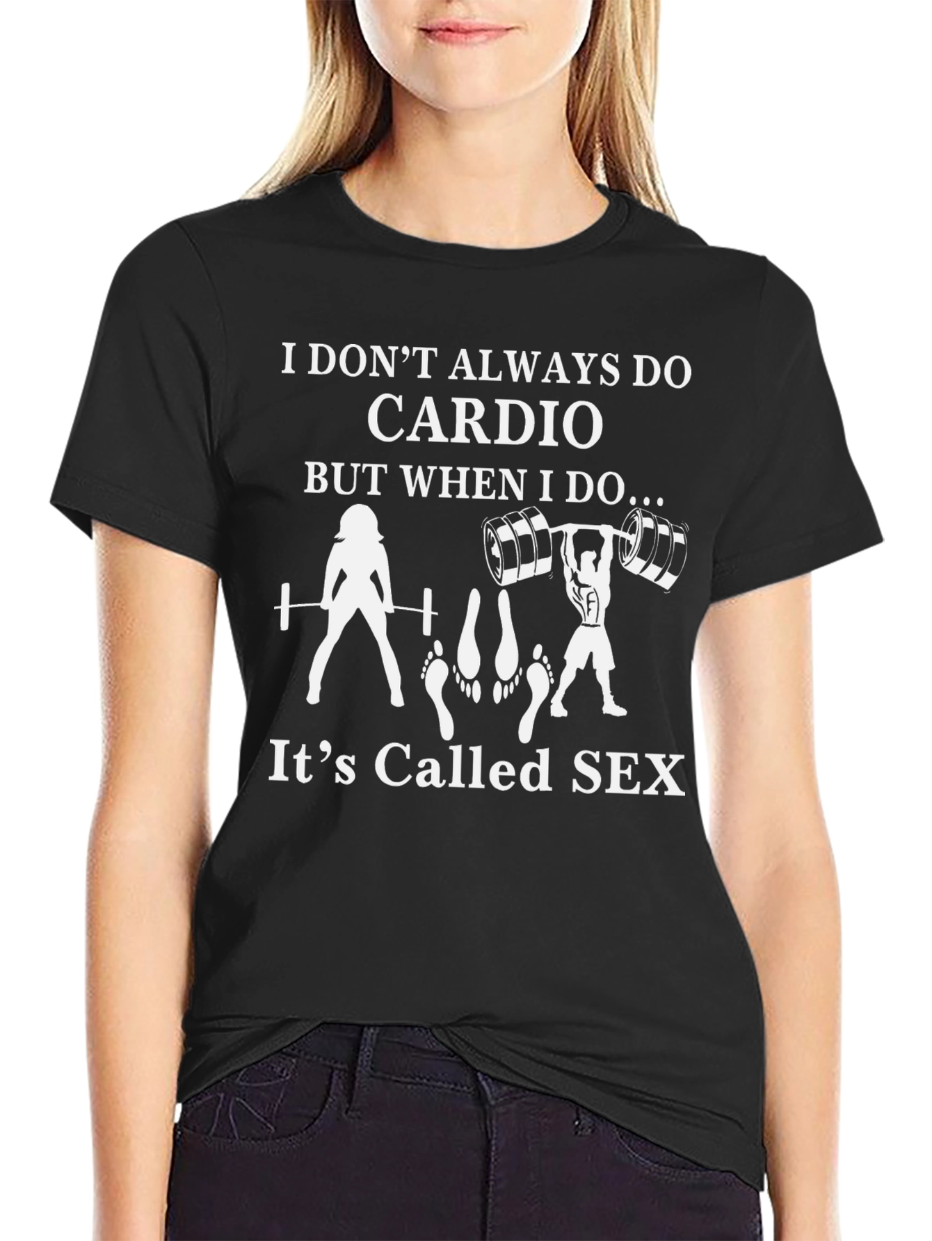 Black Funny Gym Workout Cardio T-Shirt - It's Called Sex view 2