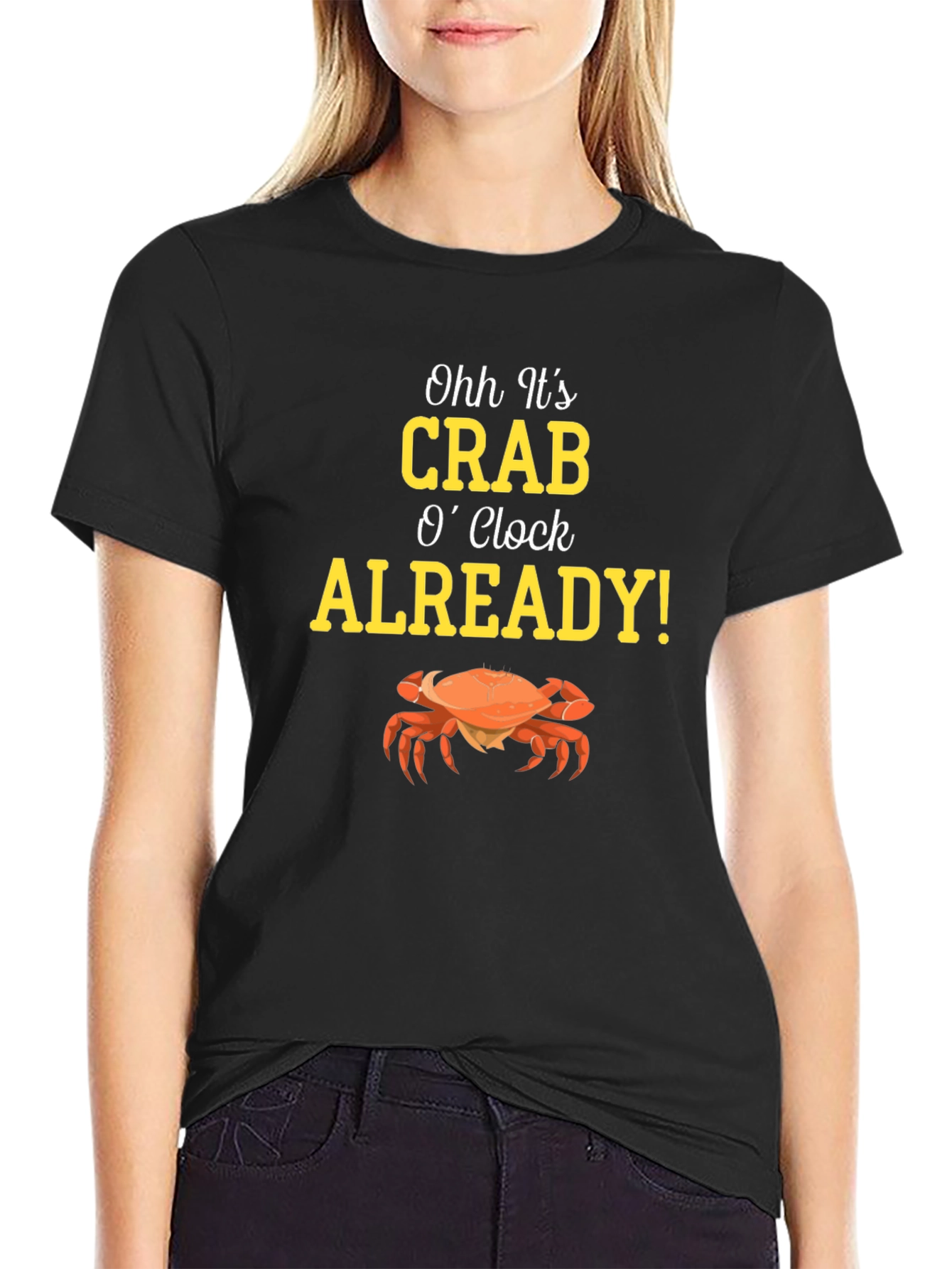 Black Crab O'Clock T-Shirt - Funny Seafood Tee view 2