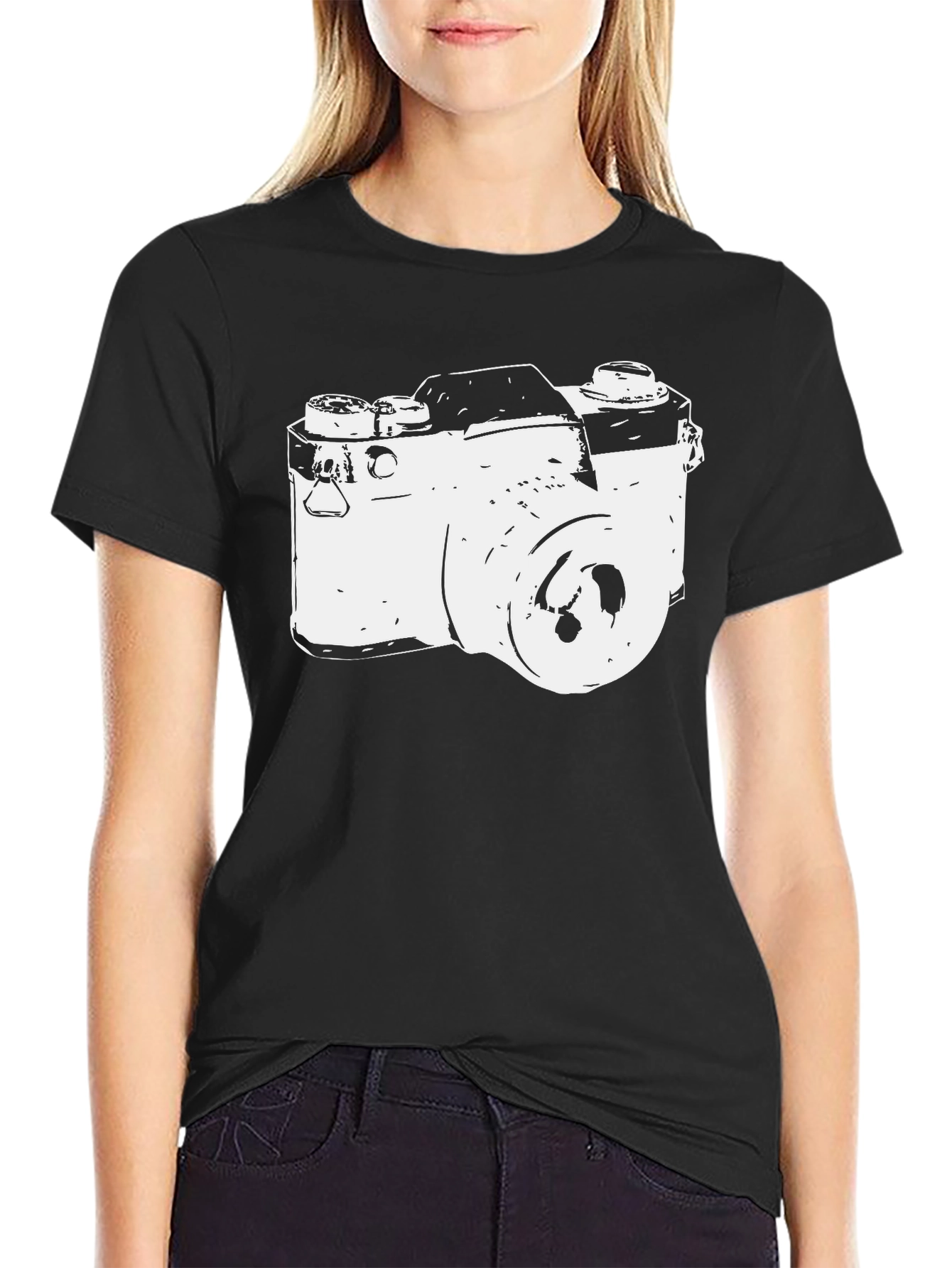Black Retro Camera Graphic Tee - Classic Style view 2
