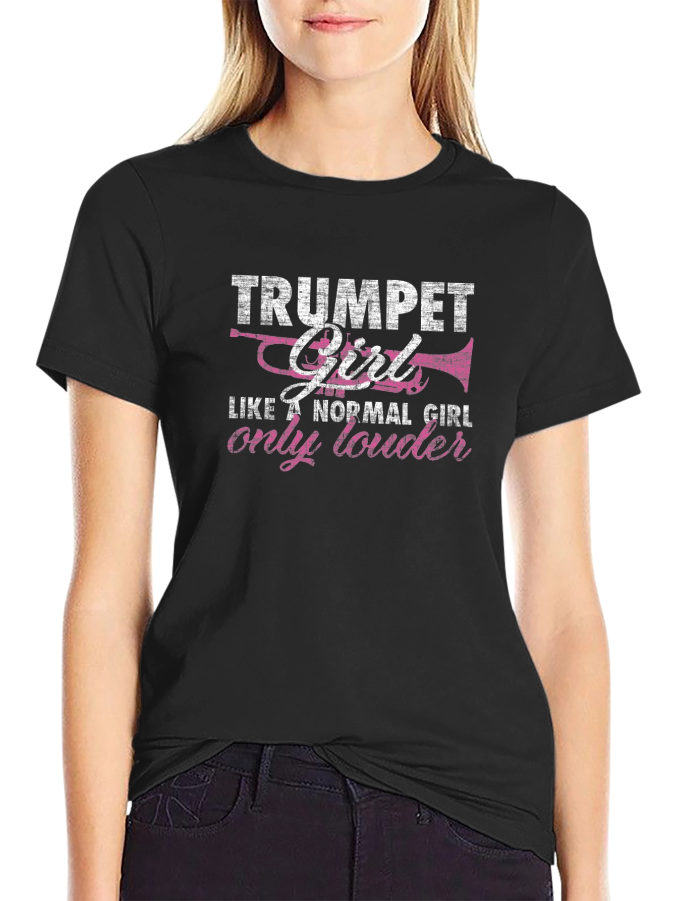 Black Trumpet Girl Graphic Tee - Musician's Shirt view 2