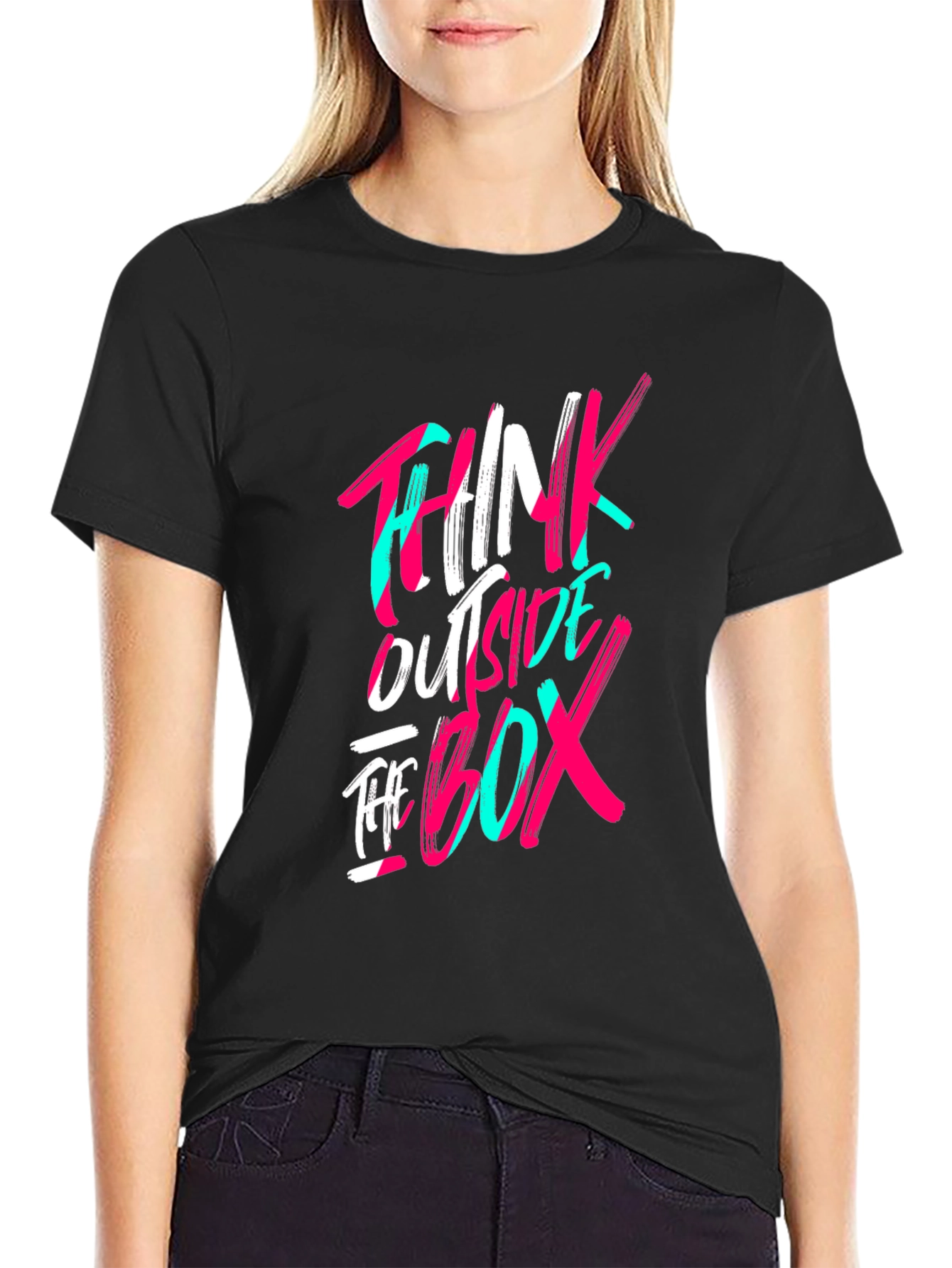 Black Think Outside the Box Graphic Tee view 2