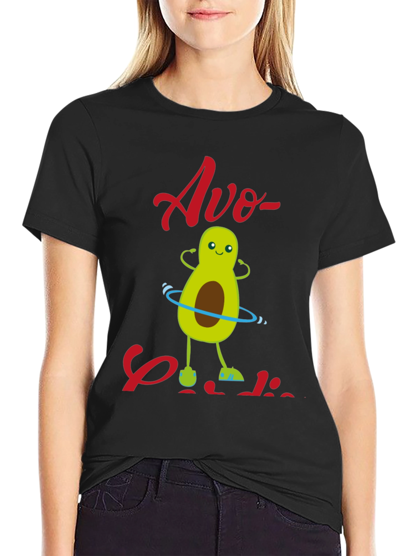 Black Avo-Cardio T-Shirt - Fun Avocado Workout Design view 2