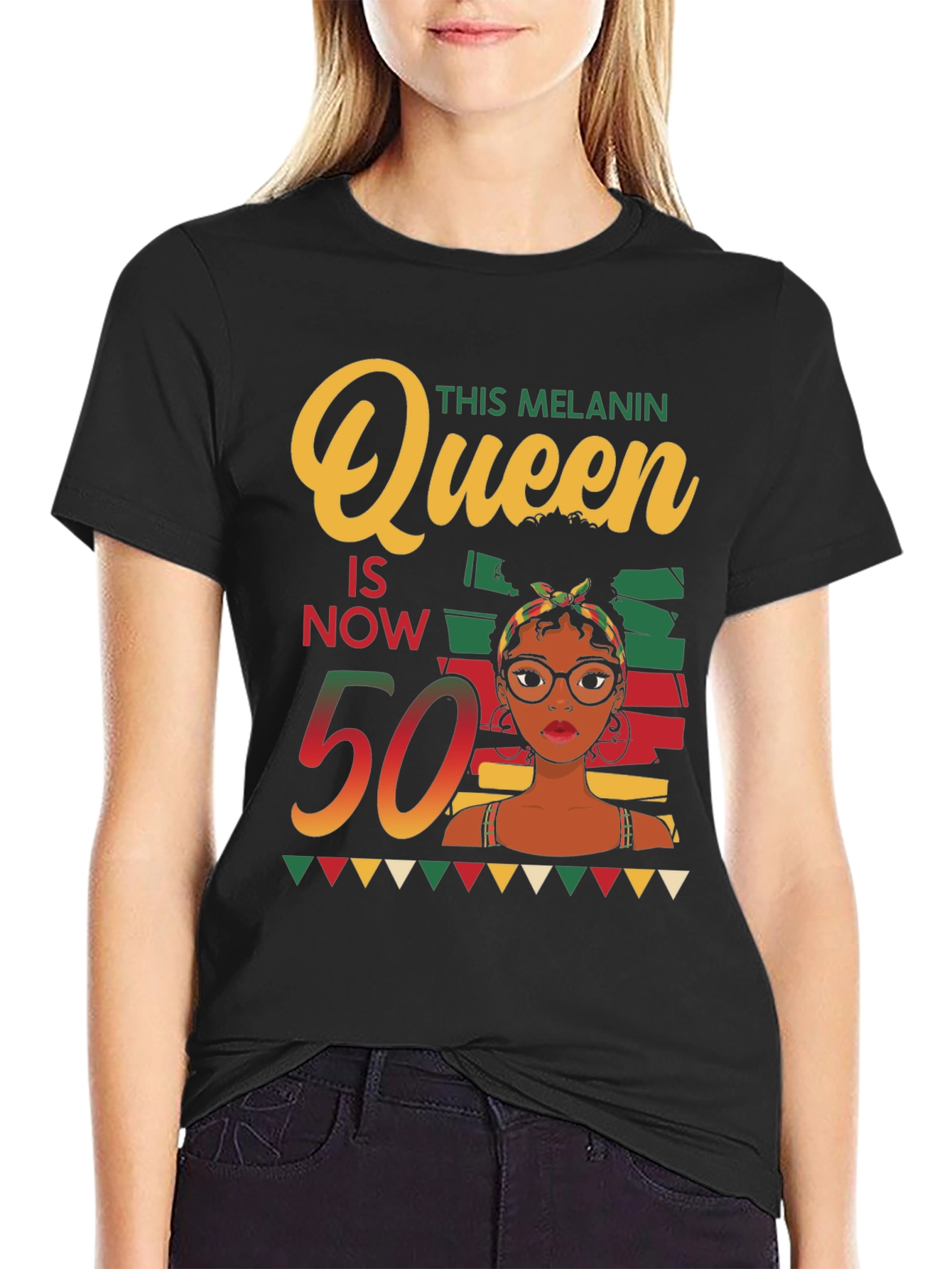 Black Melanin Queen 50th Birthday T-Shirt view 2