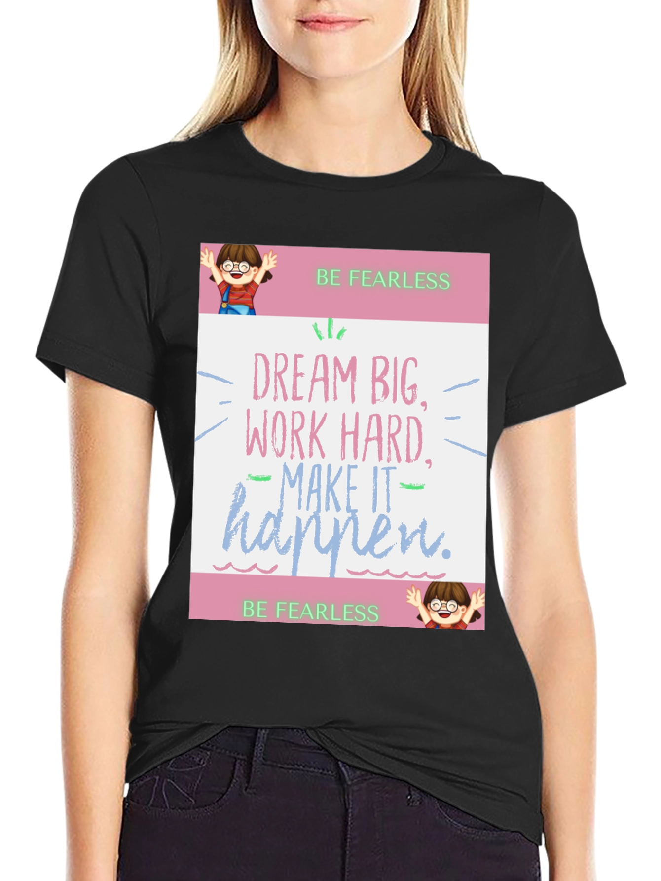 Black Be Fearless Graphic Tee - Dream Big view 2