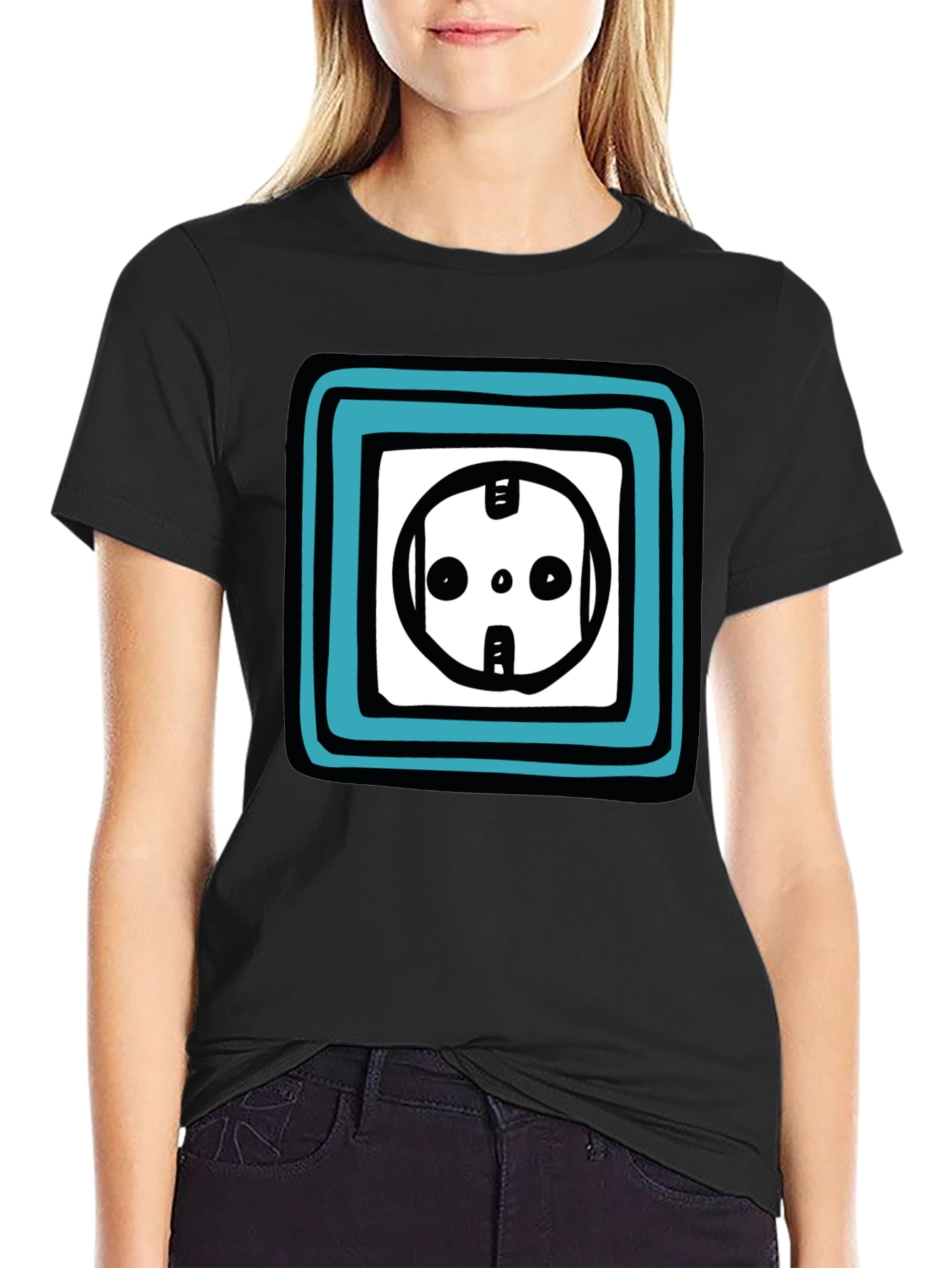 Black Electric Outlet Graphic T-Shirt - Funky Trendy Design view 2