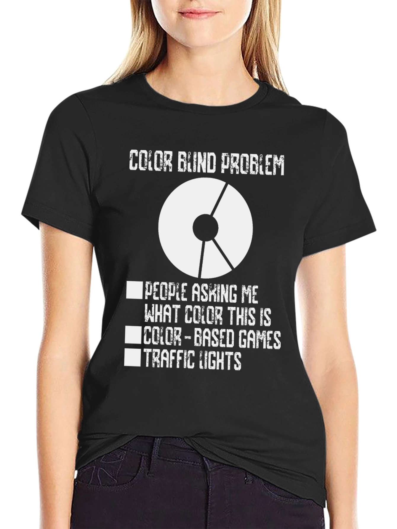 Black Color Blindness T-Shirt - Unique Graphic Tee view 2