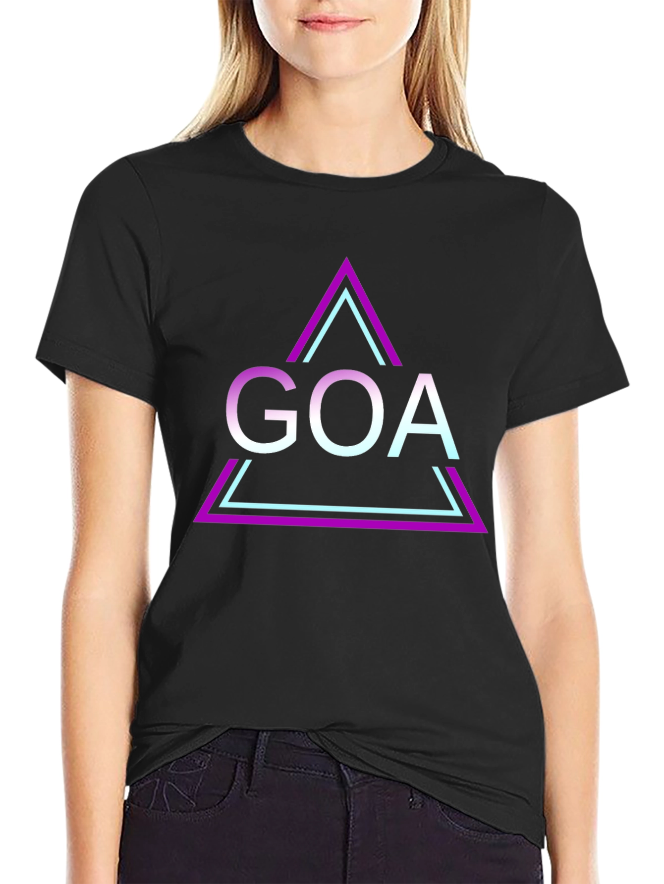Black Goa Triangle Graphic Black T-Shirt view 2
