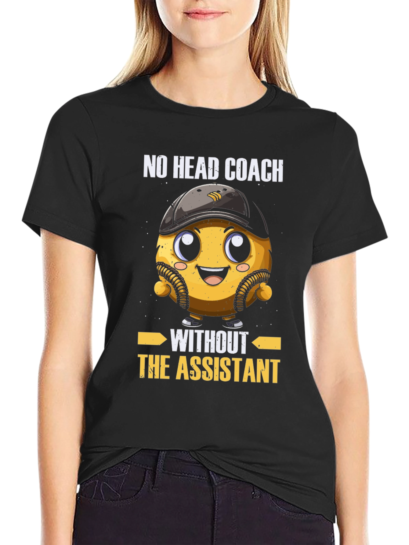 Black Funny Baseball Assistant Coach T-Shirt view 2