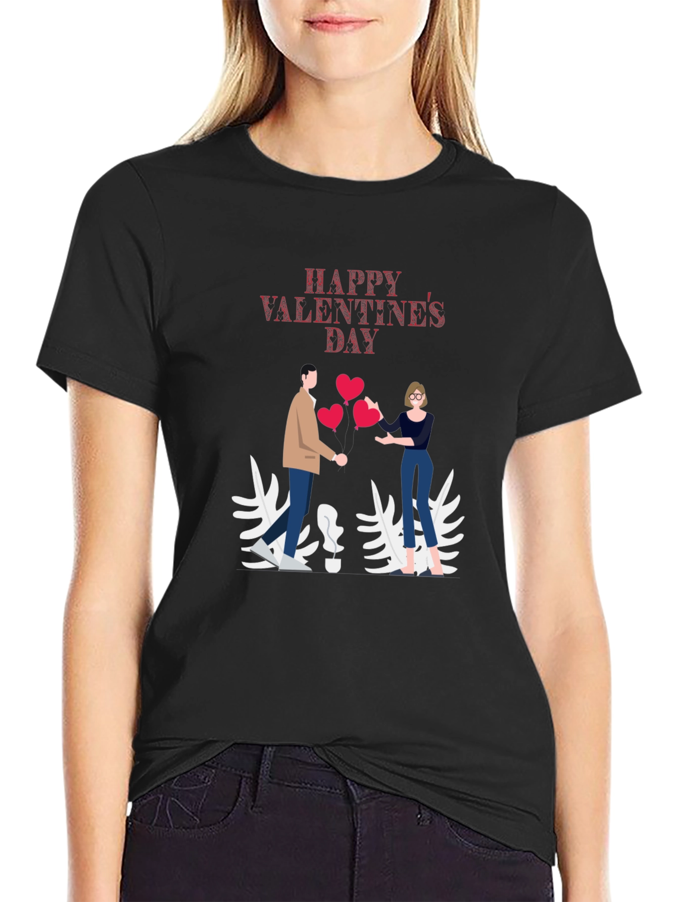 Black Valentine's Day Graphic T-Shirt view 2
