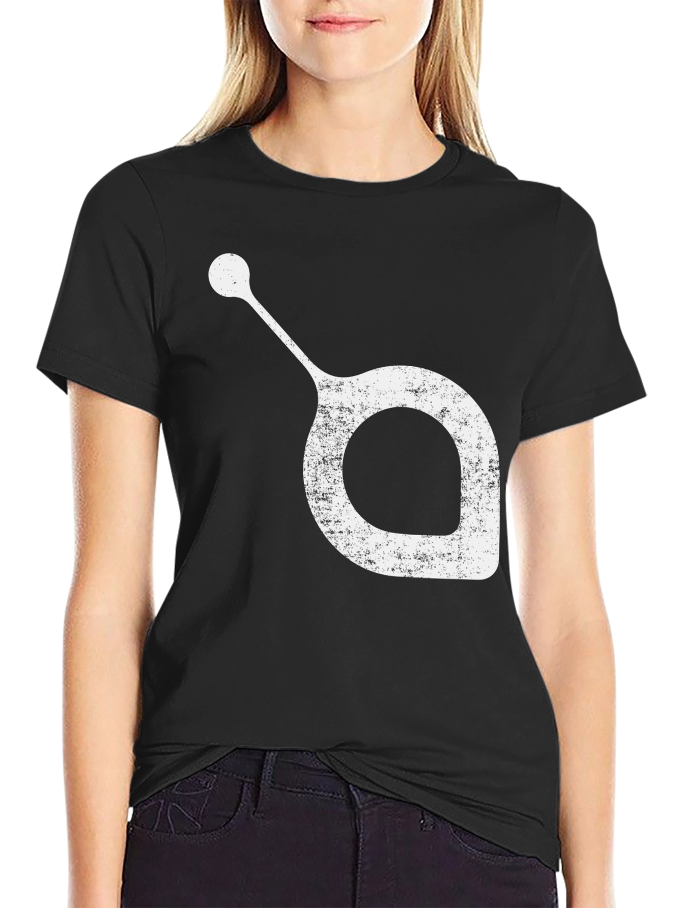 Black Unique White Graphic Print on Black T-Shirt view 2