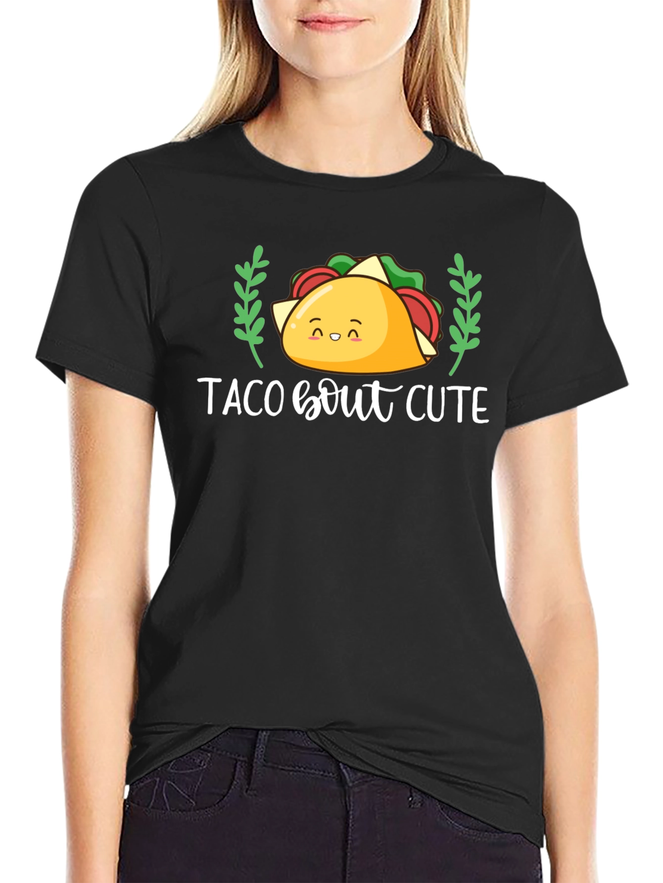 Black Taco Bout Cute T-Shirt - Funny Foodie Tee view 2