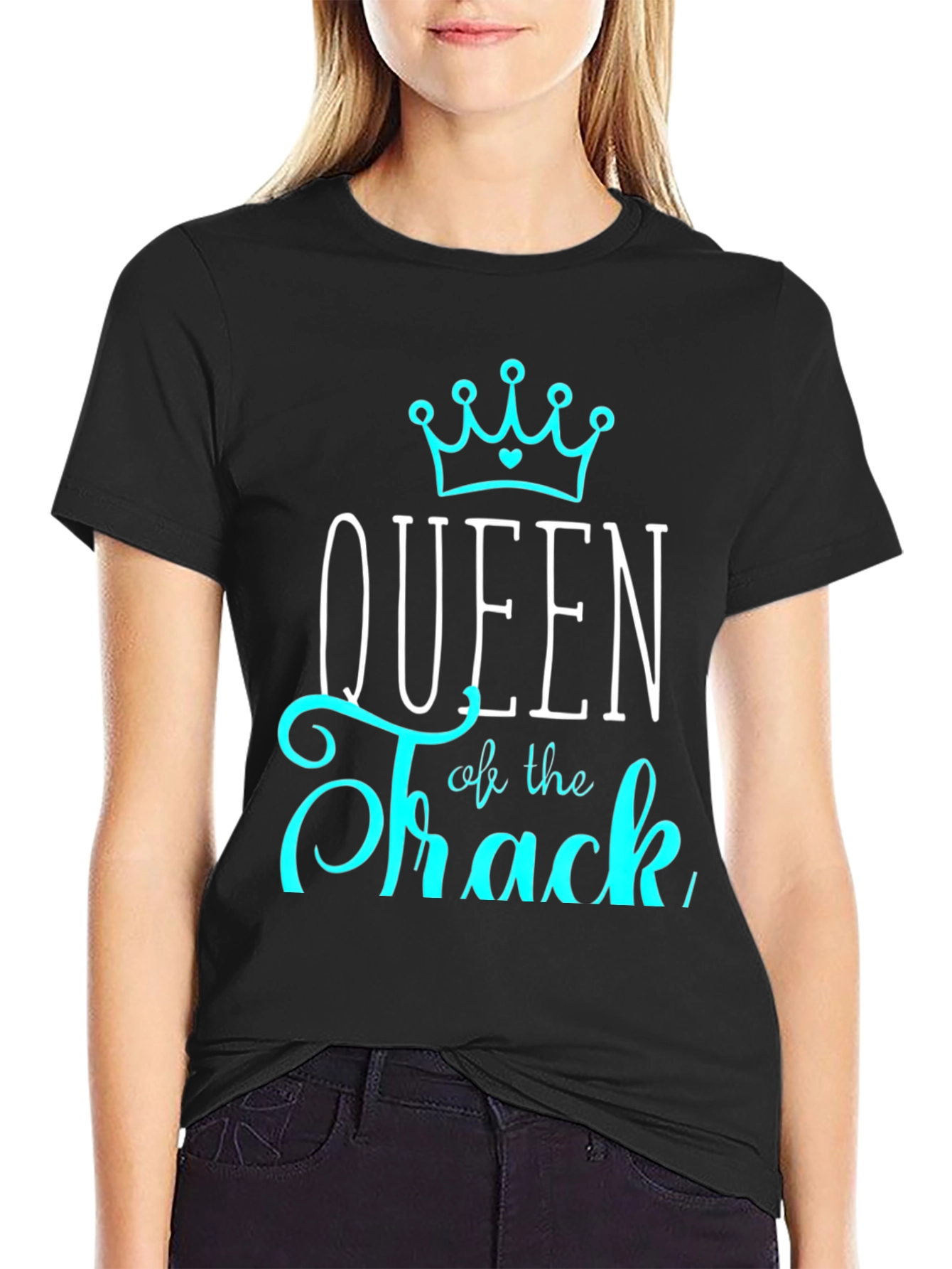 Black Queen of the Track Black T-Shirt view 2