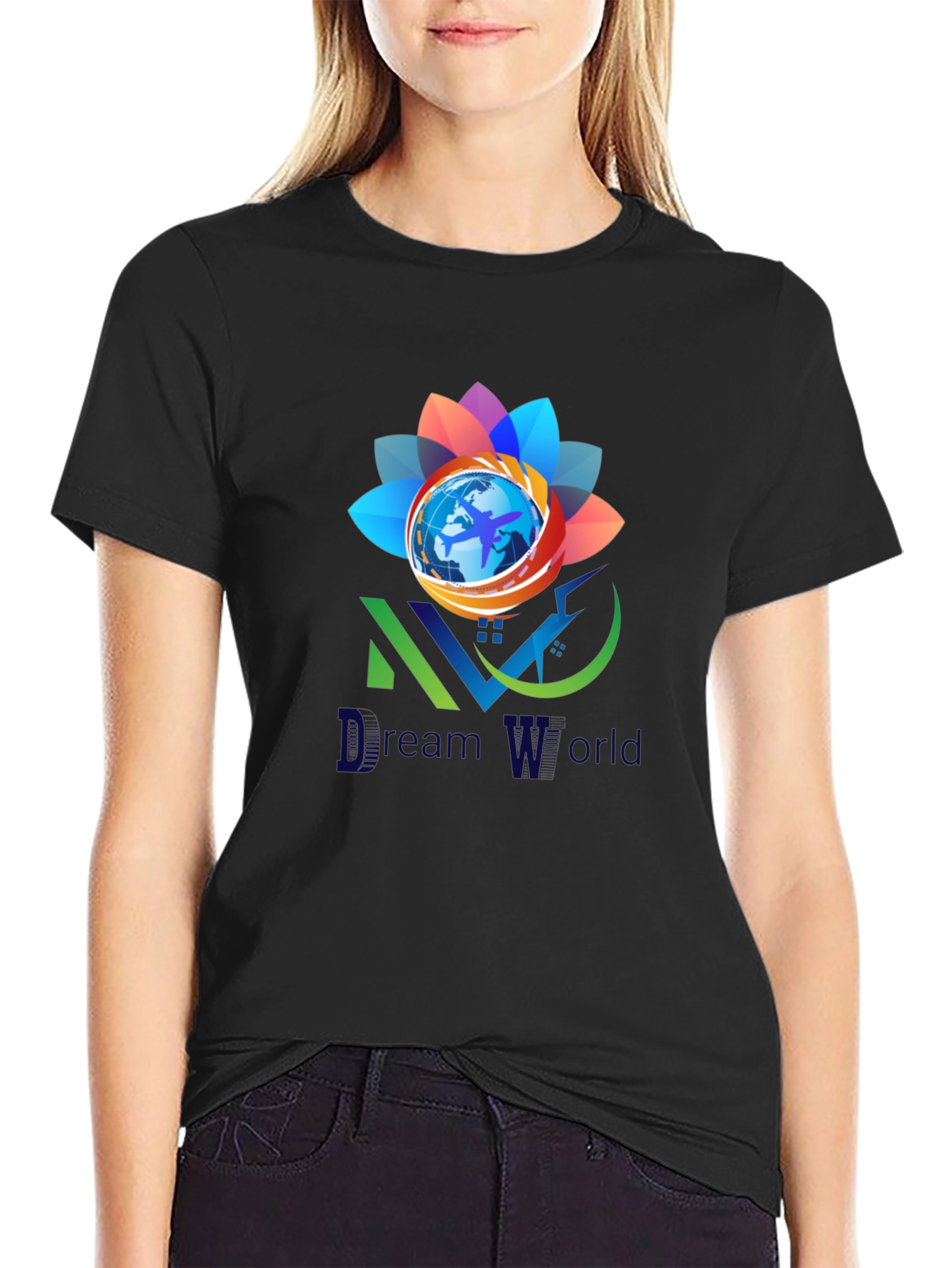 Black Dream World Graphic Tee - Soft Cotton Blend view 2