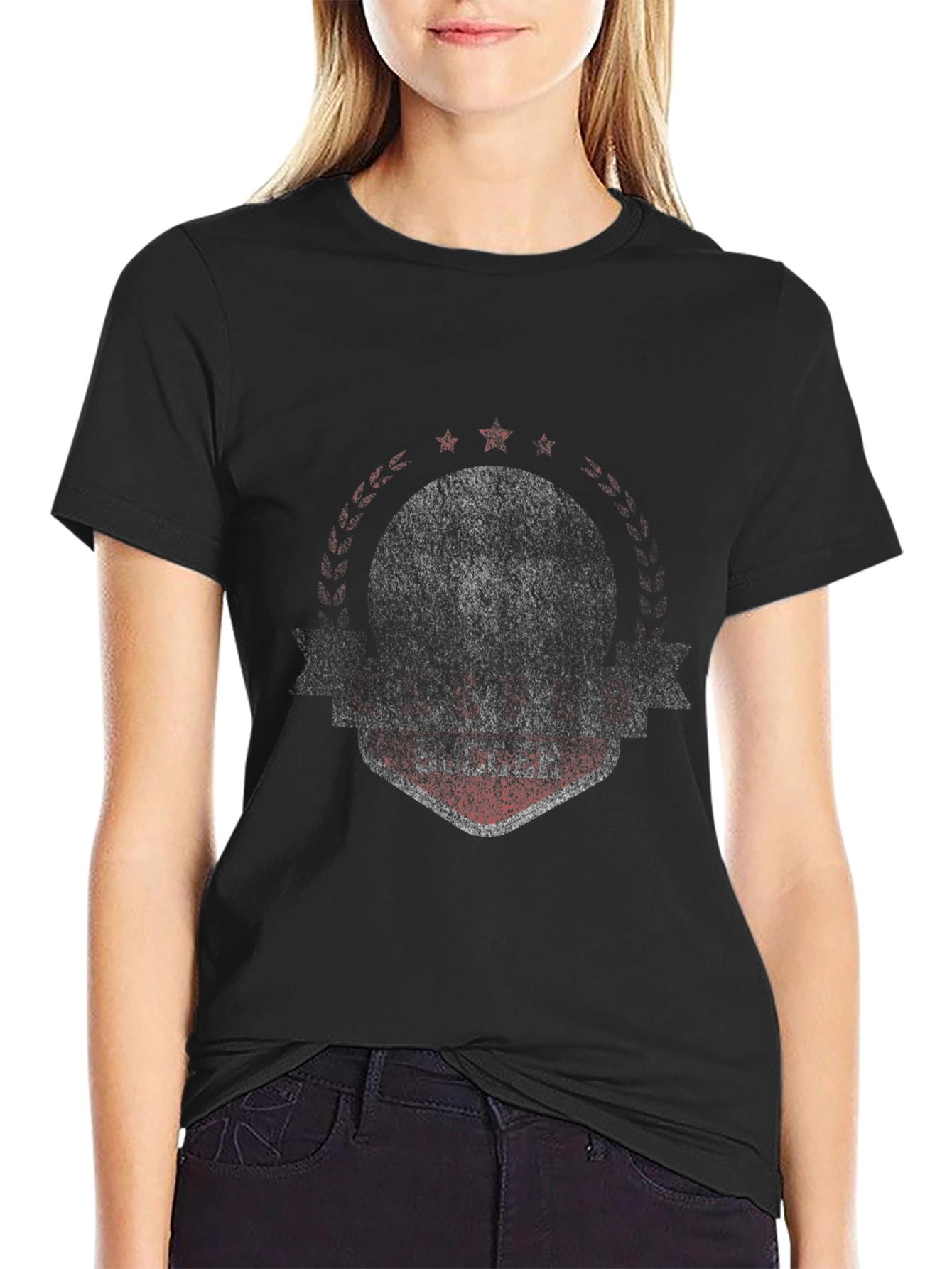 Black Vintage Graphic Tee - Distressed Sullen Badge view 2