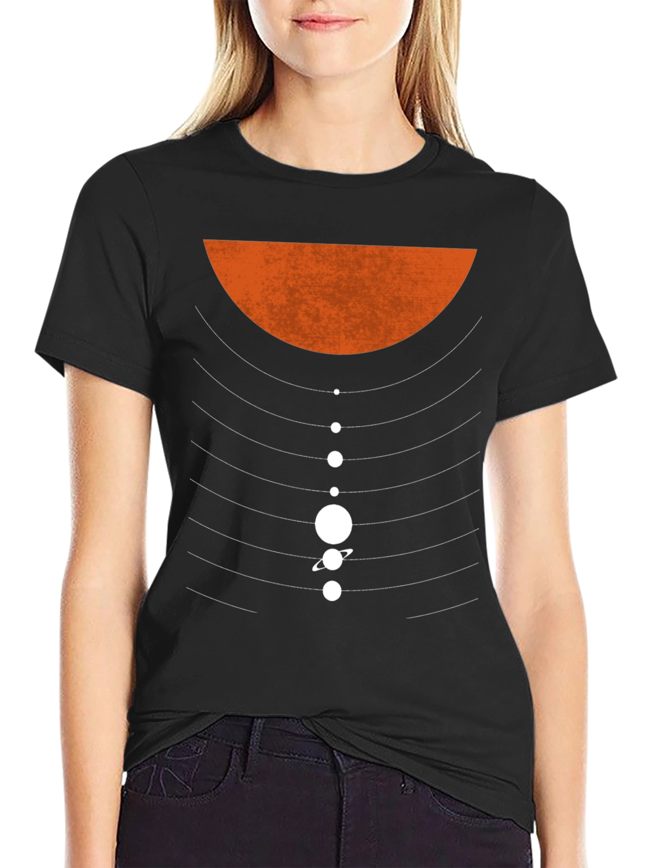 Black Planetary Orbit Graphic T-Shirt - Black Cotton Blend view 2