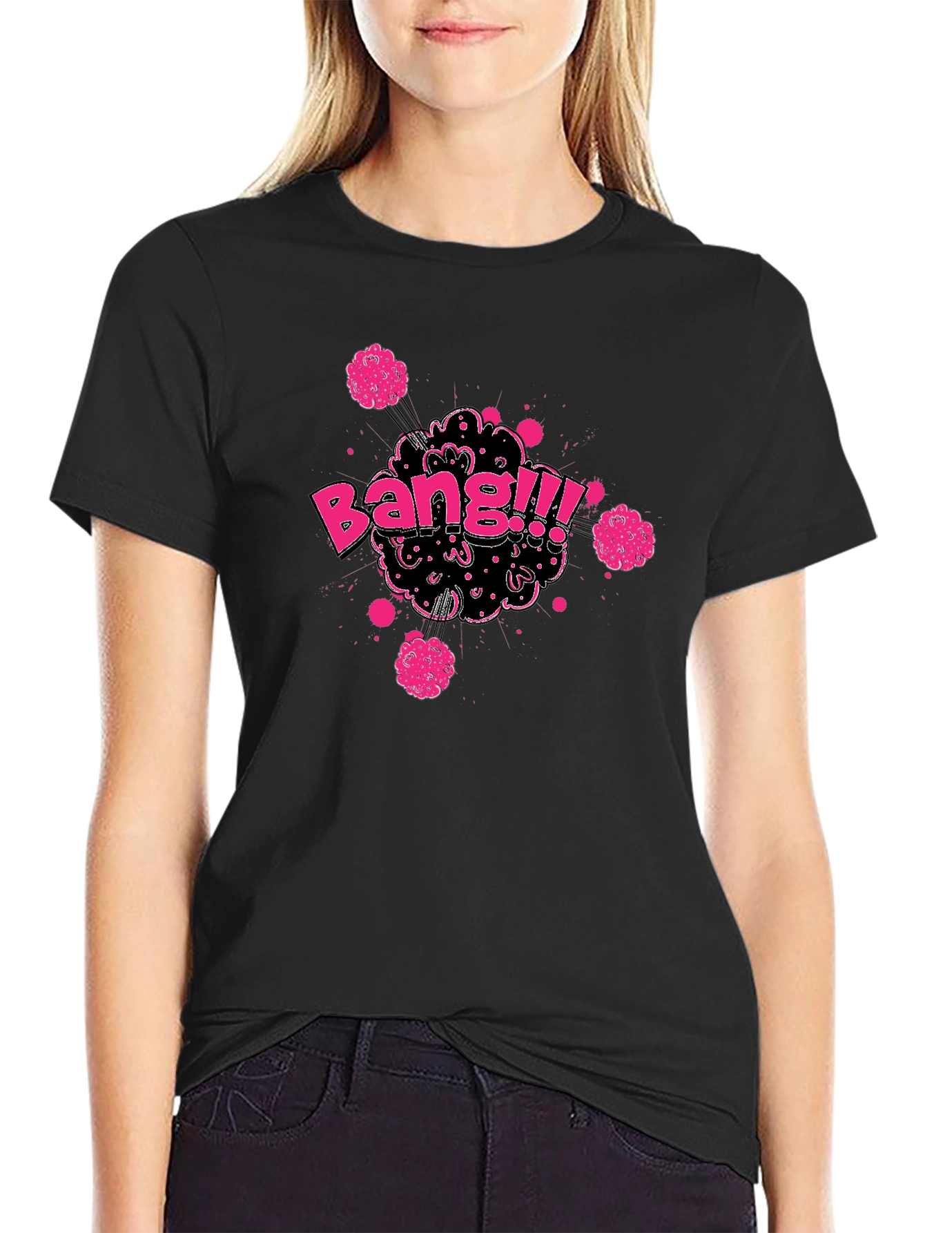 Black Bang!!! Graphic T-Shirt - Black Cotton Tee view 2