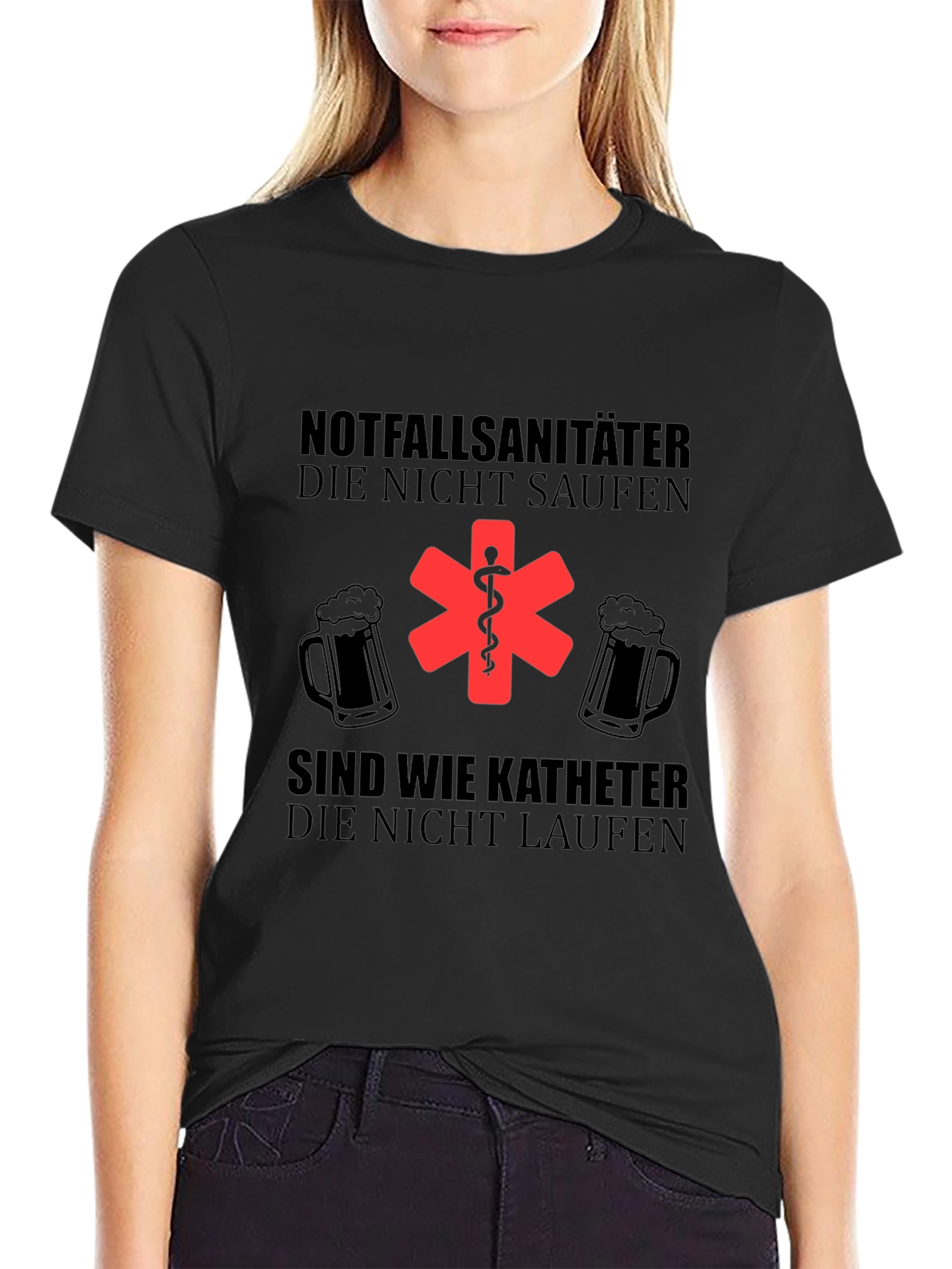 Black Paramedic German Beer T-Shirt - Funny EMT Design view 2