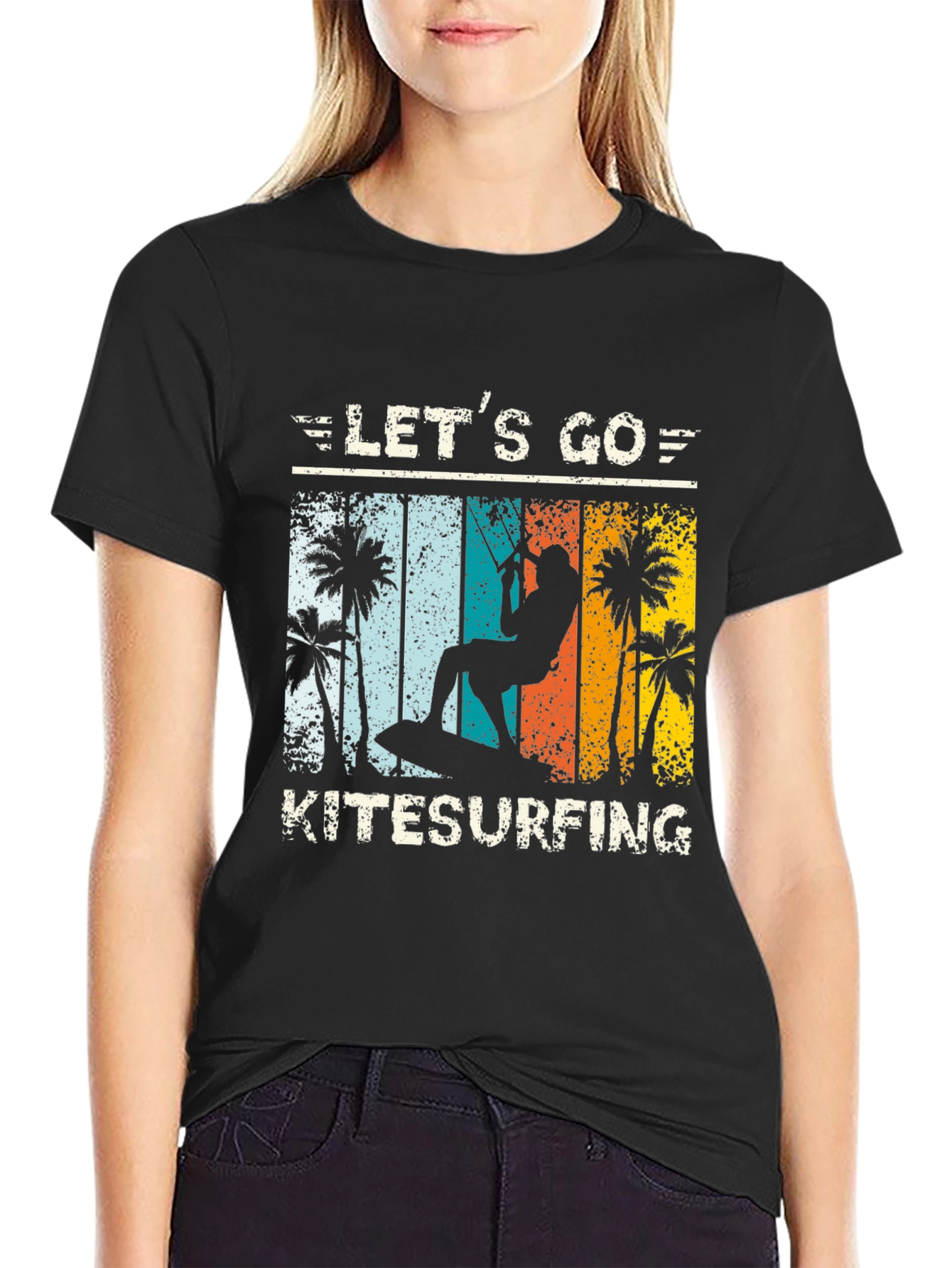 Black Let's Go Kitesurfing T-Shirt view 2