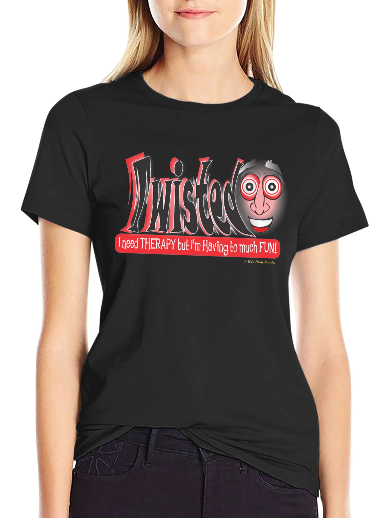 Black Twisted Humor Graphic T-Shirt - Funny Therapy Saying Tee view 2
