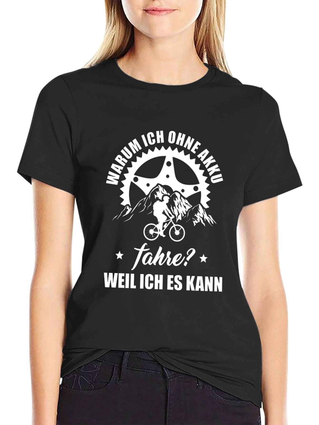 Black Funny Biker T-Shirt - Warum Ich Ohne Akku Fahre? view 2