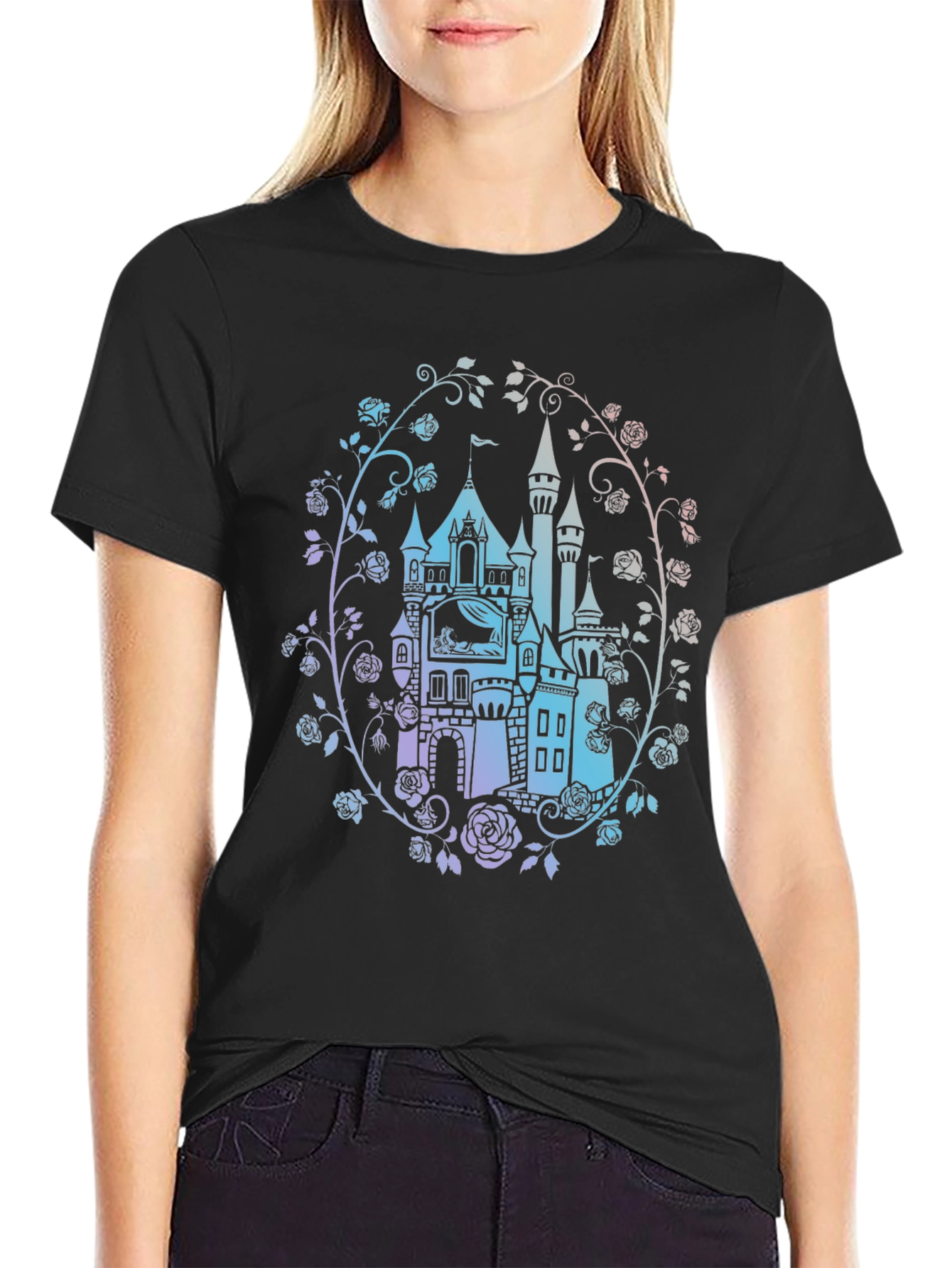 Black Enchanted Castle Black T-Shirt view 2