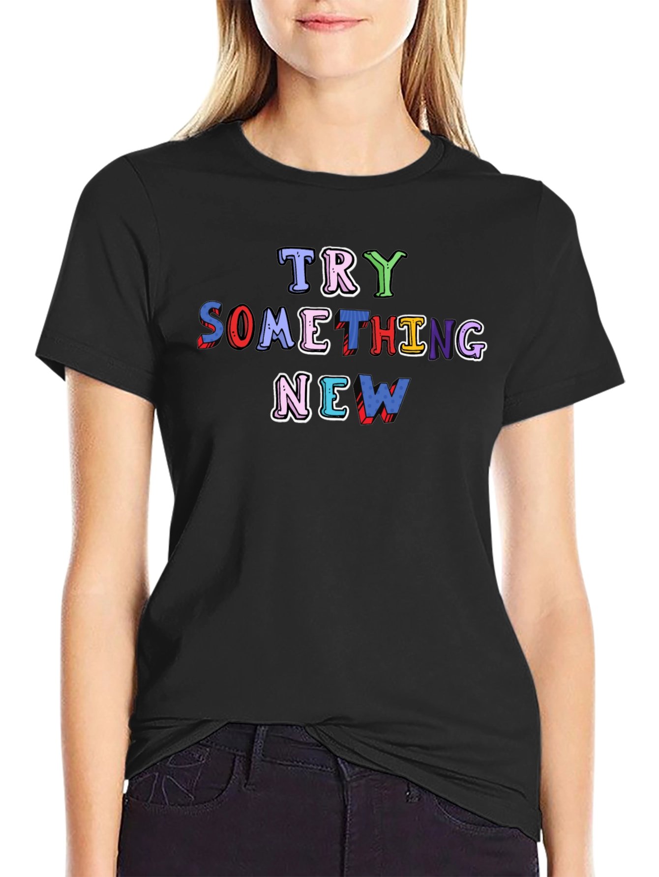 Black Try Something New Graphic Black Tee view 2