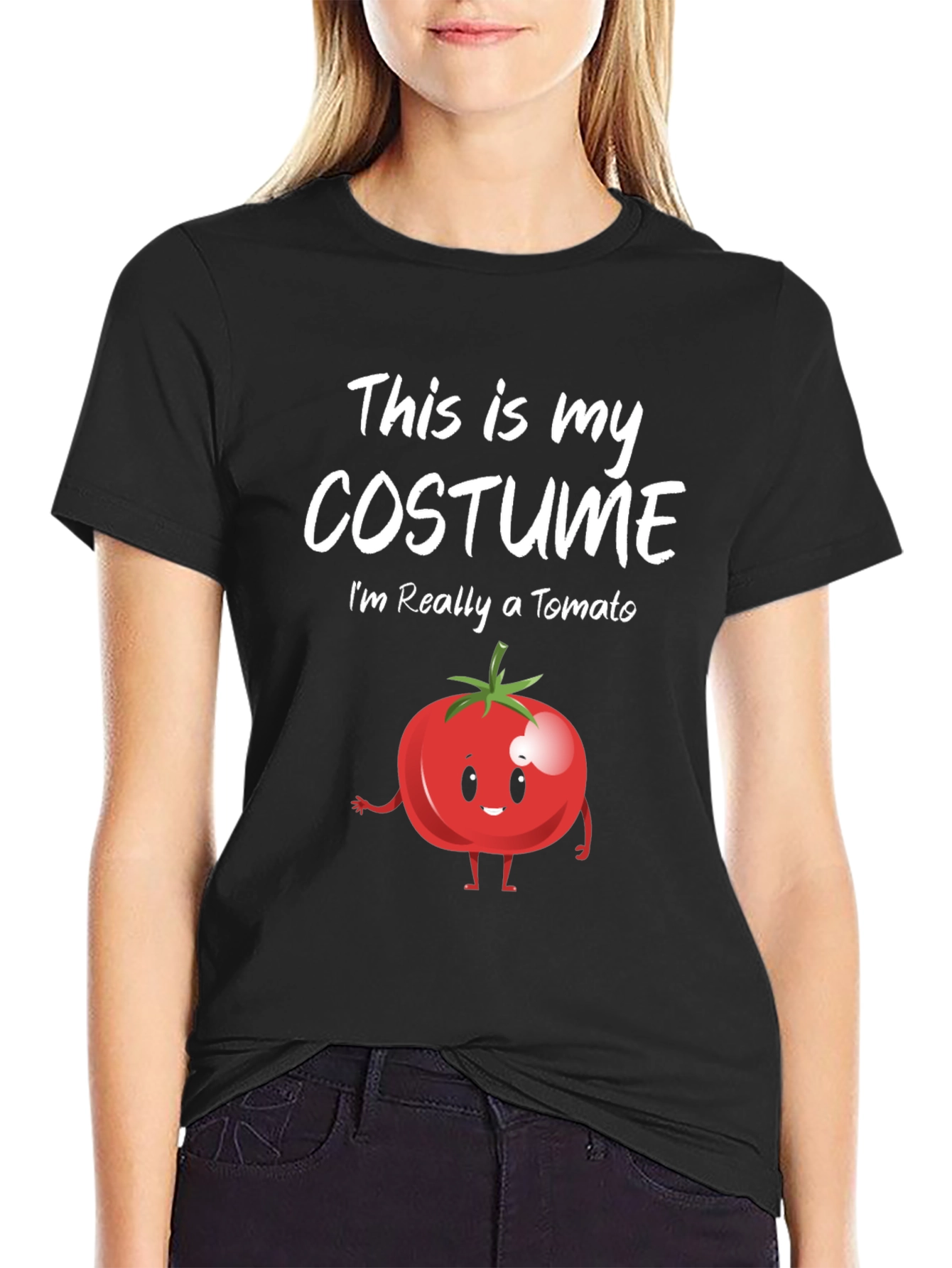 Black Funny Tomato Costume T-Shirt view 2