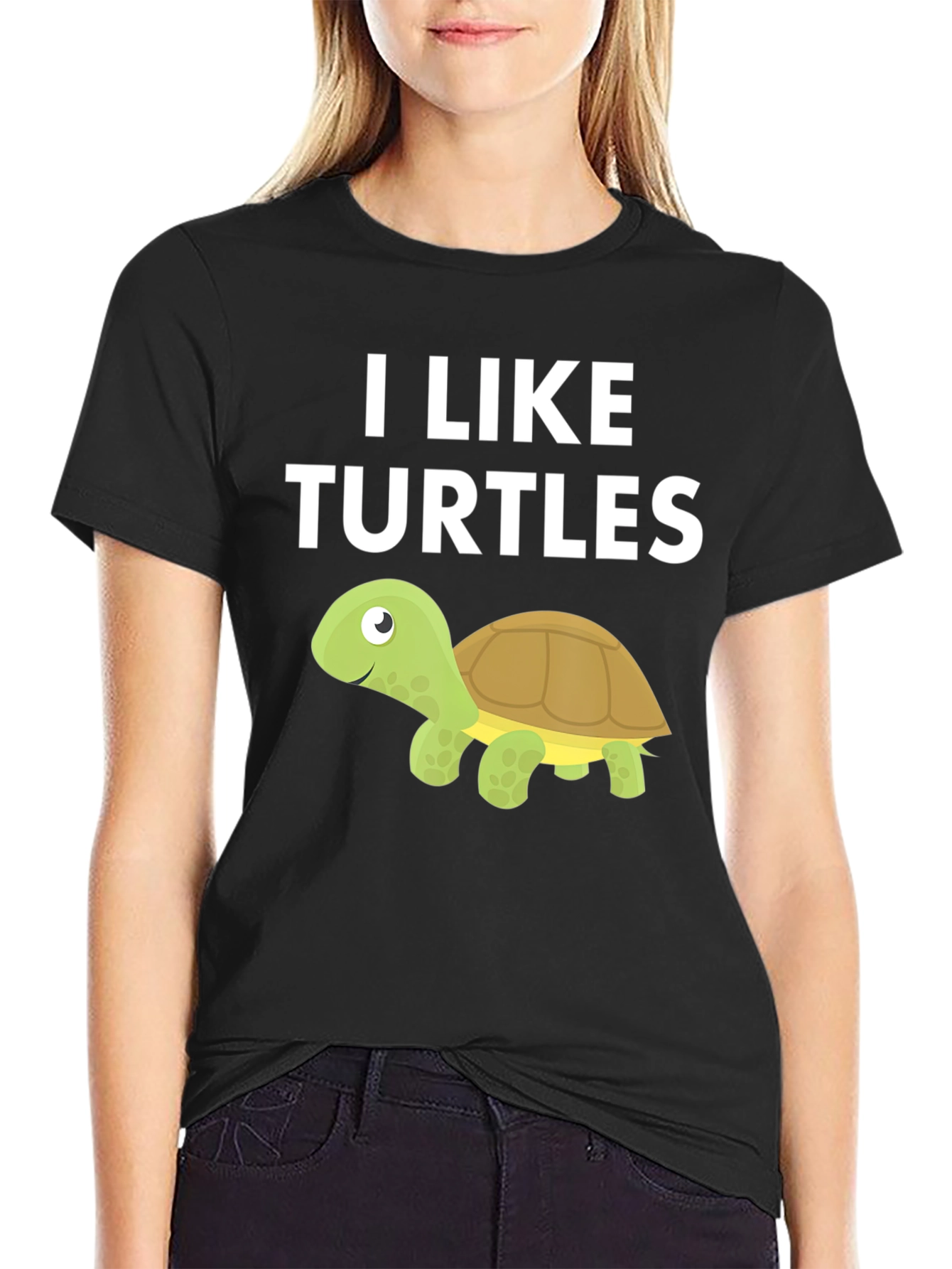 Black I Like Turtles Graphic T-Shirt - Fun & Unique Design view 2