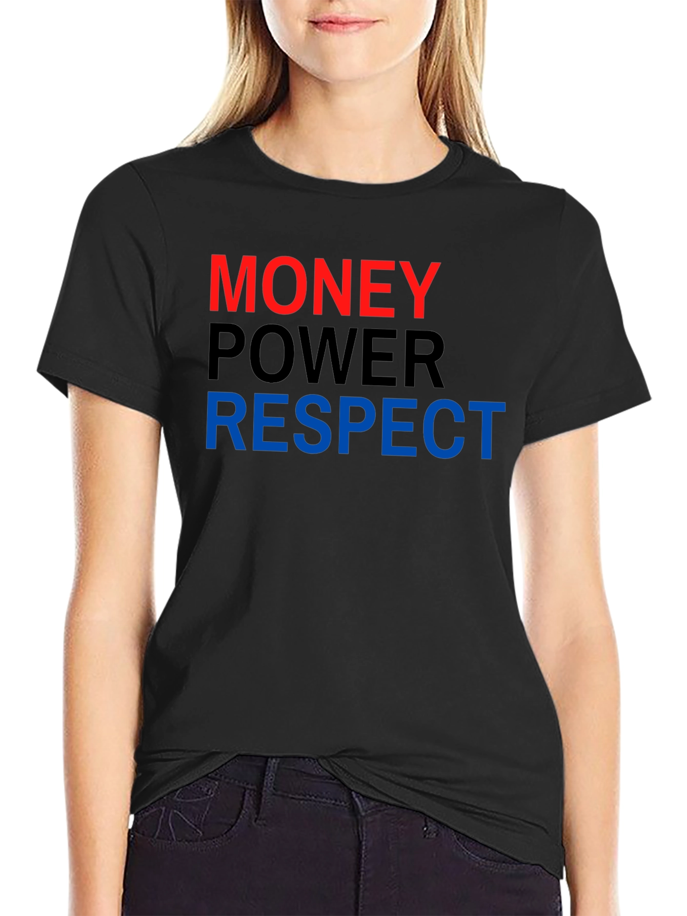 Black Money Power Respect Graphic Tee view 2