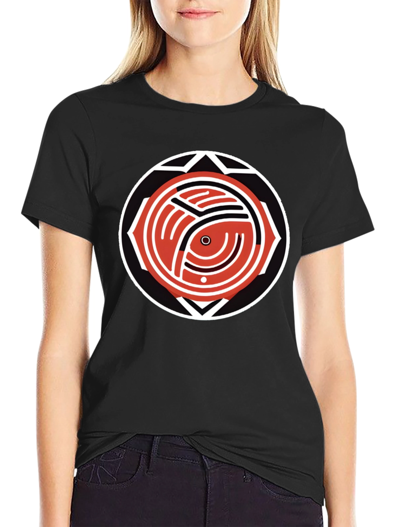 Black Abstract Graphic Print Black T-Shirt view 2