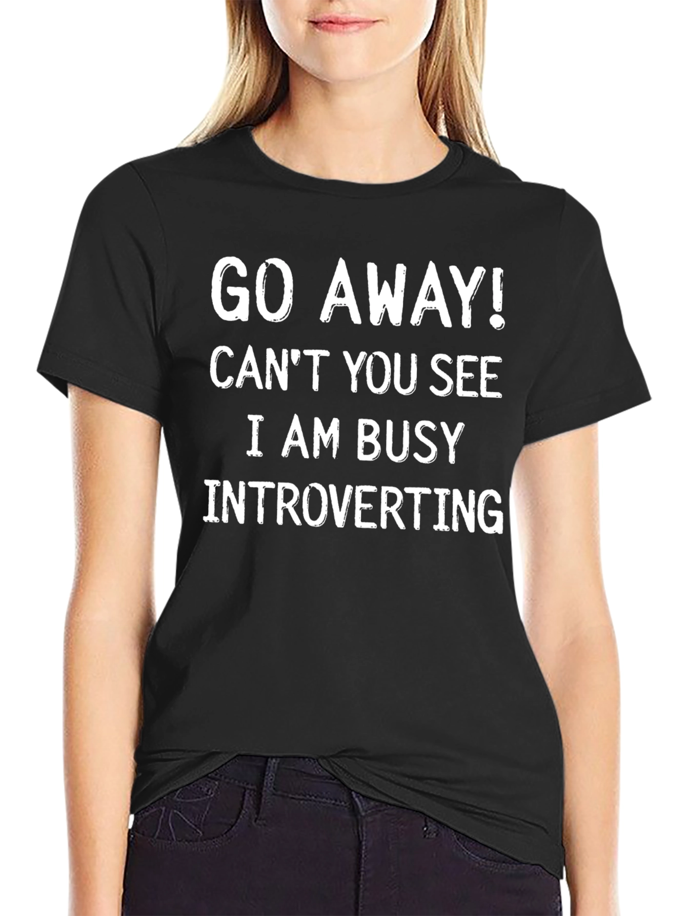 Black Introvert Humor Graphic Tee - Go Away! view 2