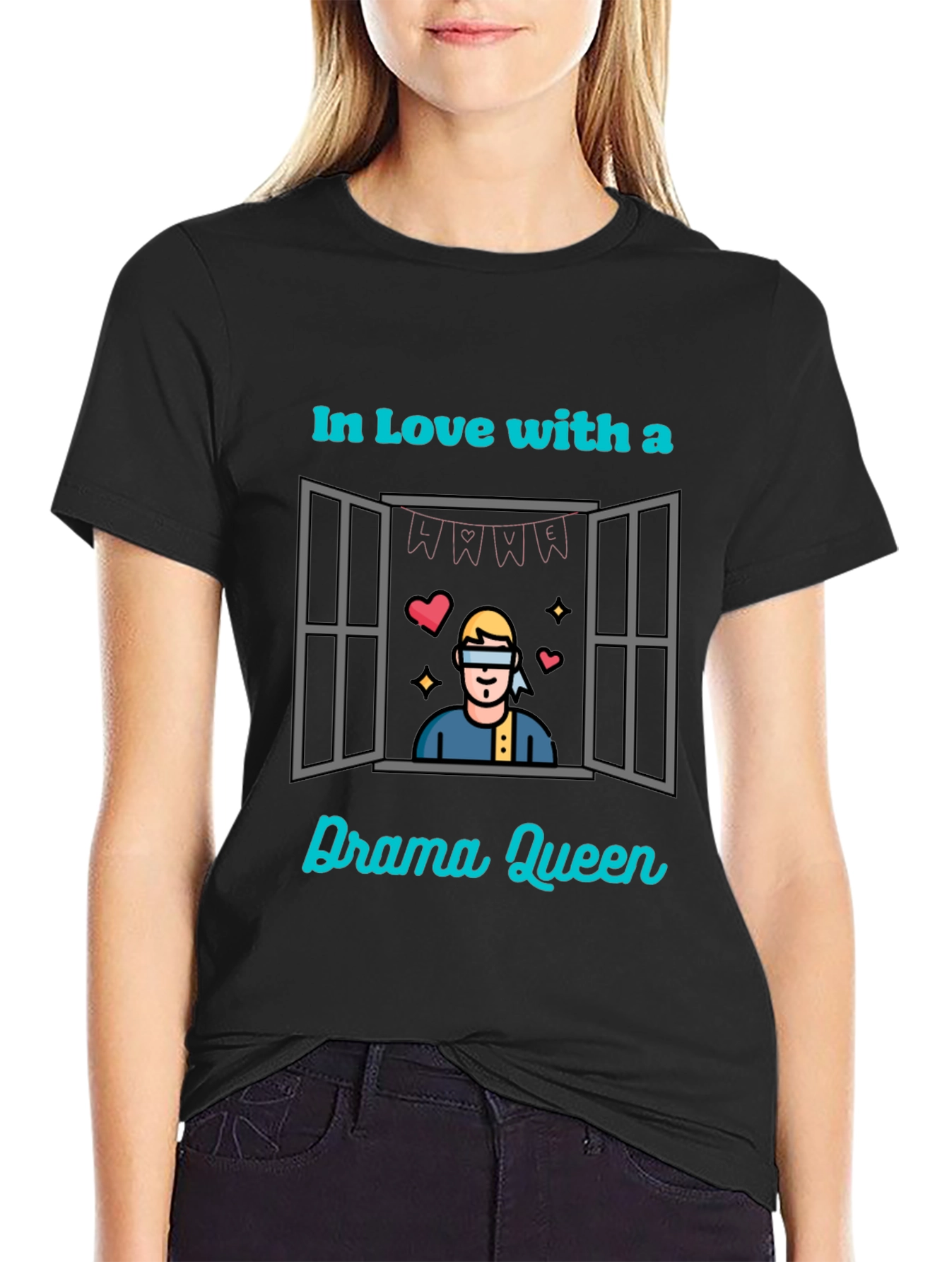 Black In Love With a Drama Queen T-Shirt view 2