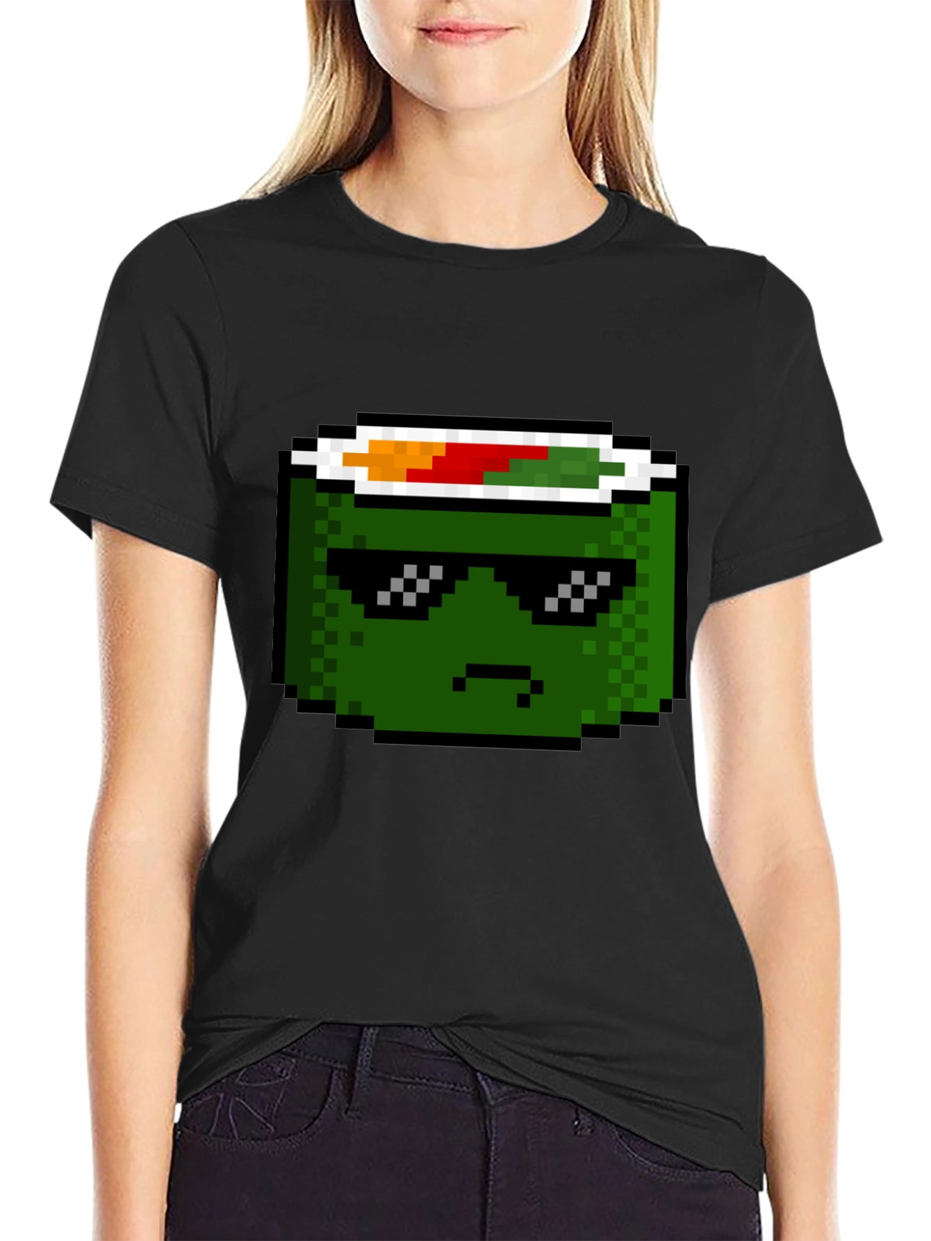 Black Pixel Sushi Roll T-Shirt - Cool Foodie Tee view 2