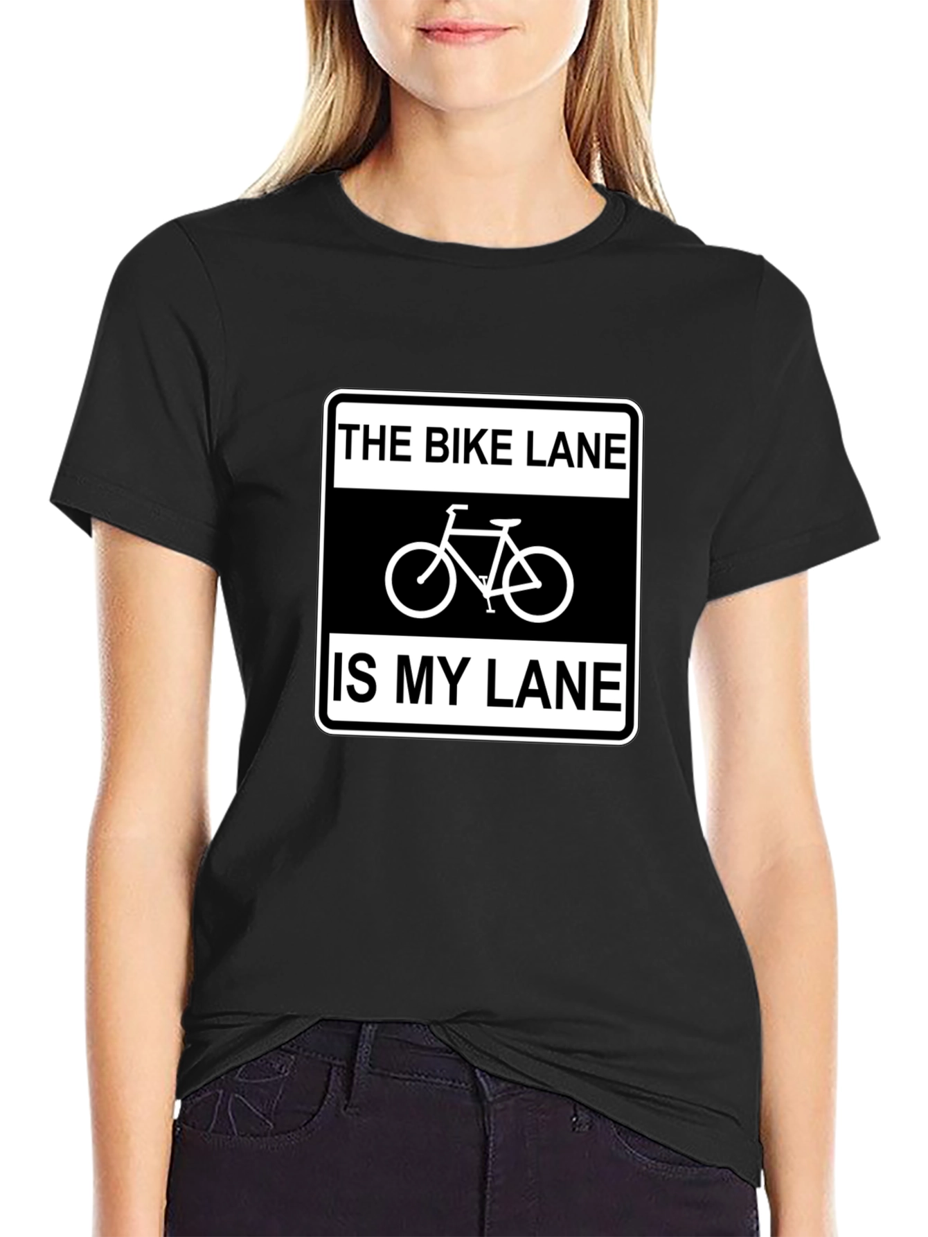Black Bike Lane is My Lane T-Shirt - Cycling Enthusiast Tee view 2