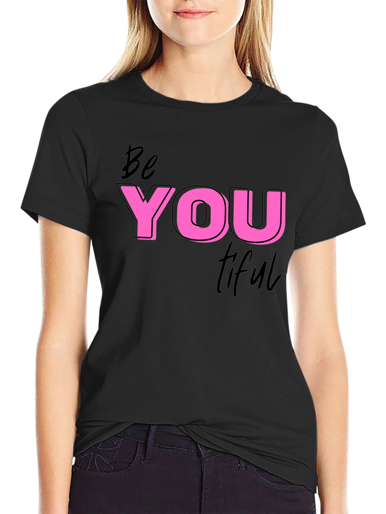 Black Be You Tiful Black Graphic Tee view 2