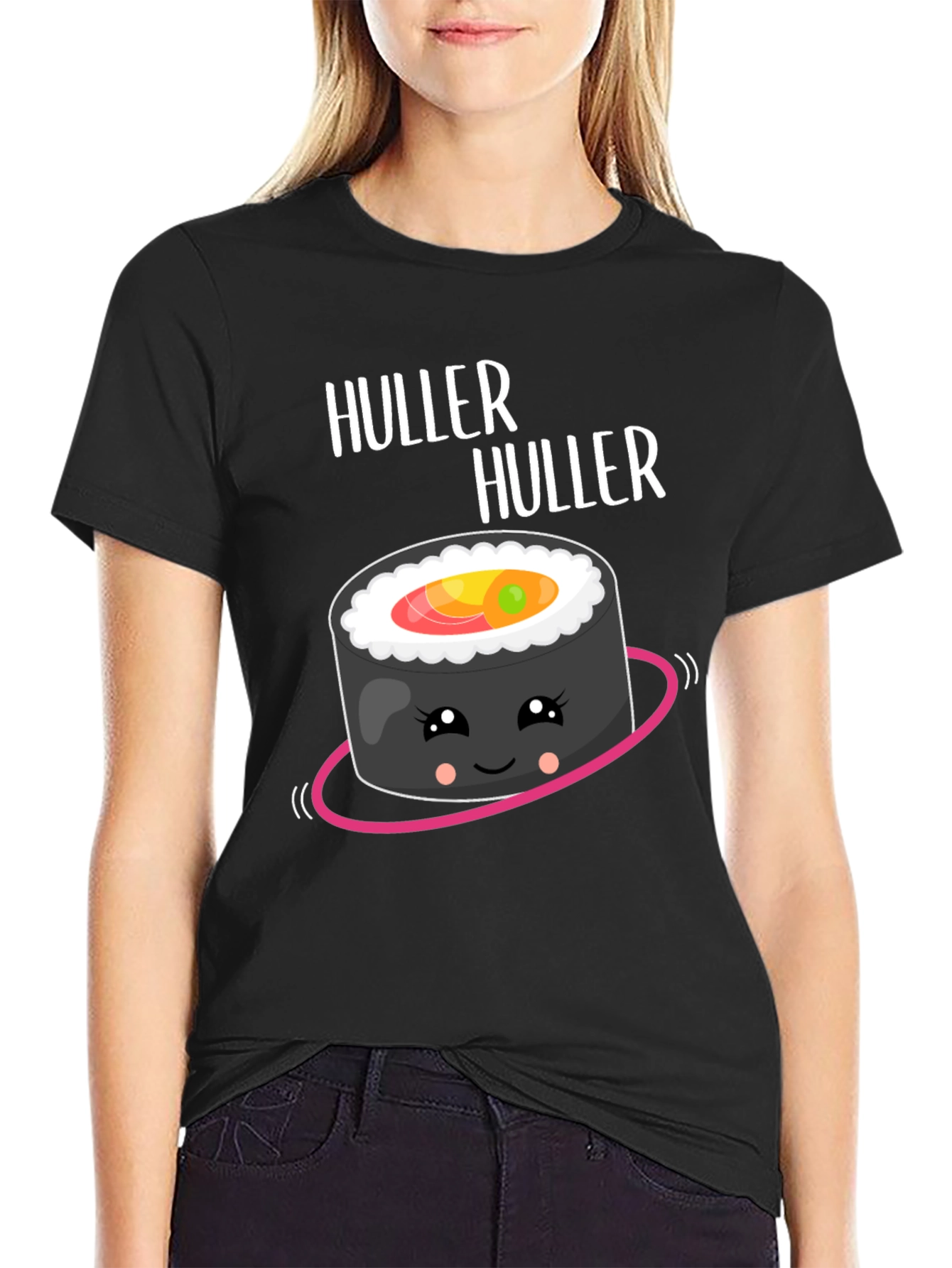 Black Huller Sushi Kawaii Style T-Shirt view 2