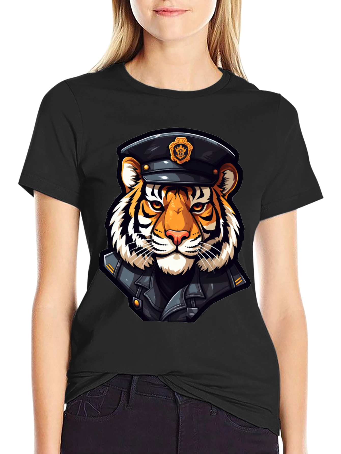 Black Tiger Officer Graphic T-Shirt view 2