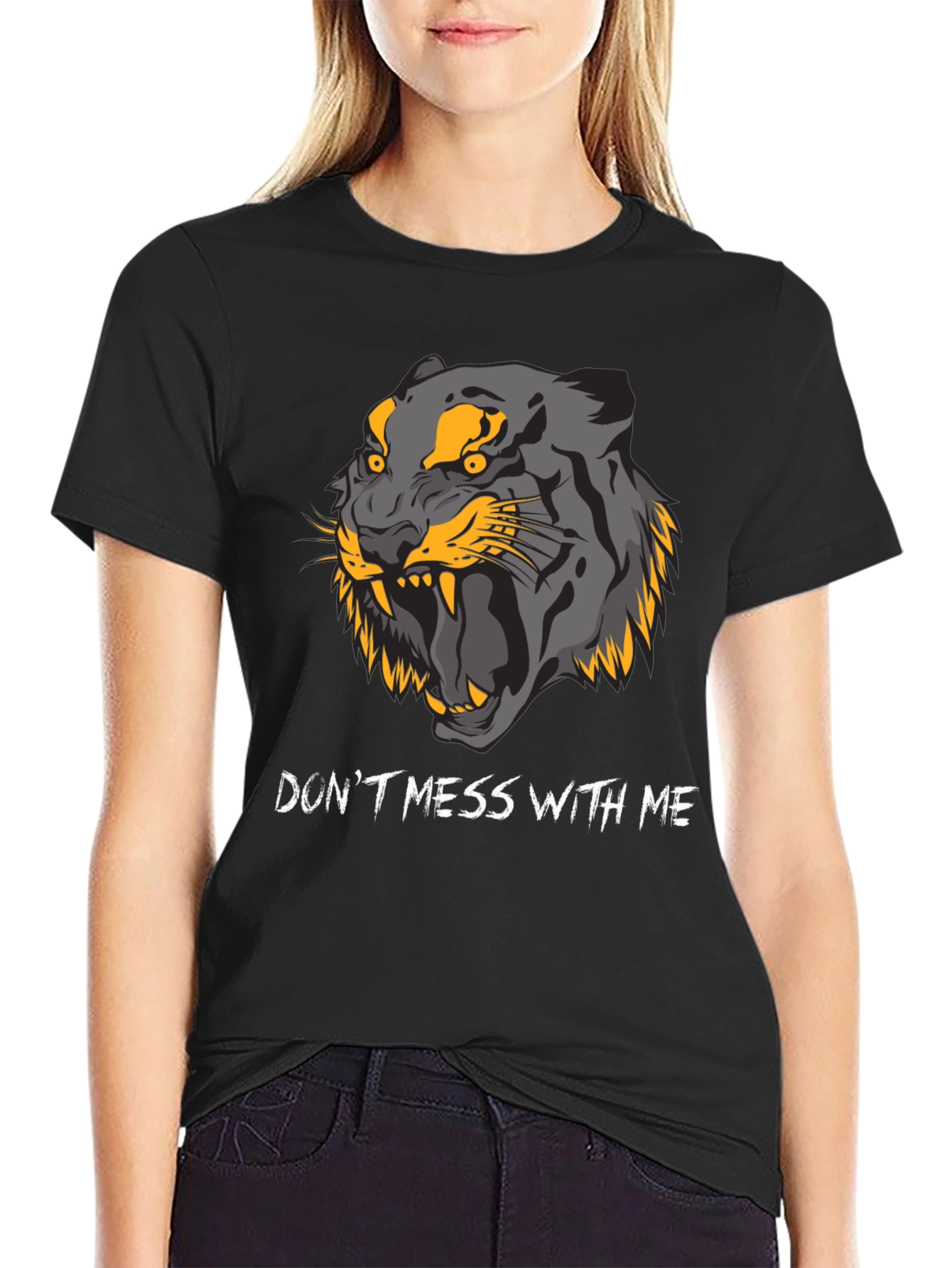 Black Don't Mess With Me Tiger Graphic Tee view 2