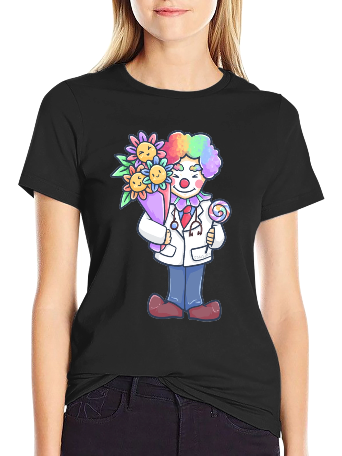 Black Clown Doctor Graphic Tee - Funny Medical Shirt view 2