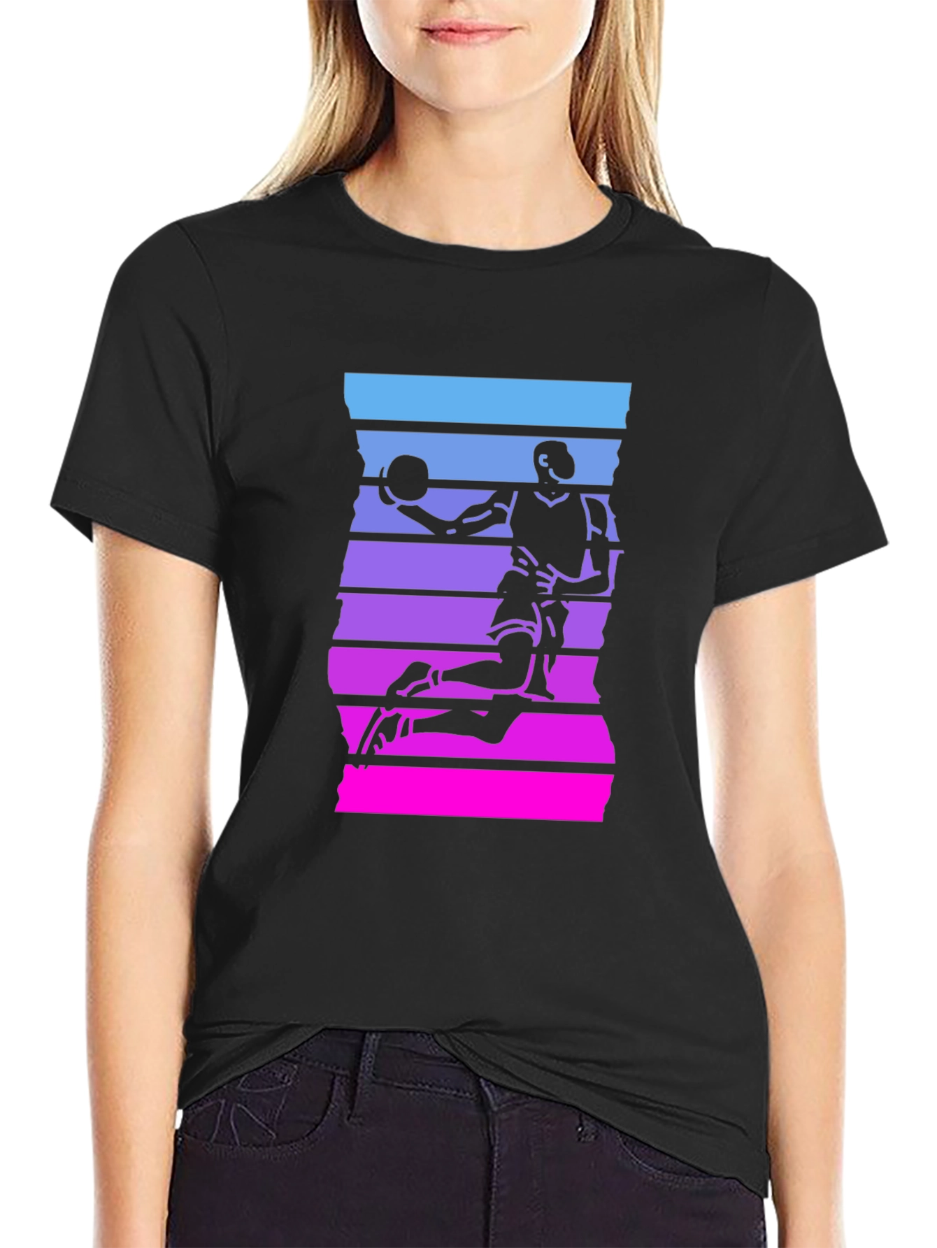 Black Retro Basketball Player Graphic Tee view 2