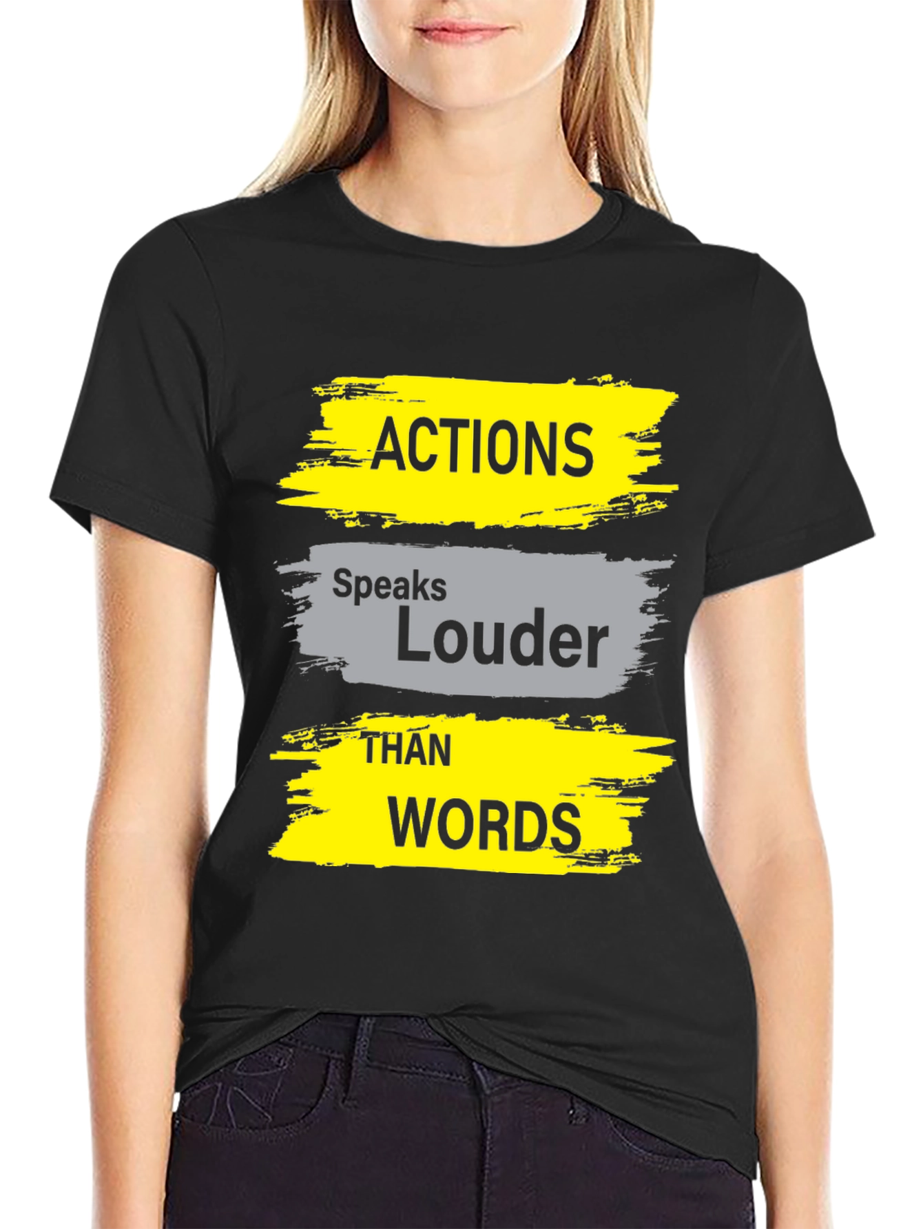 Black Actions Speak Louder Black Graphic Tee view 2
