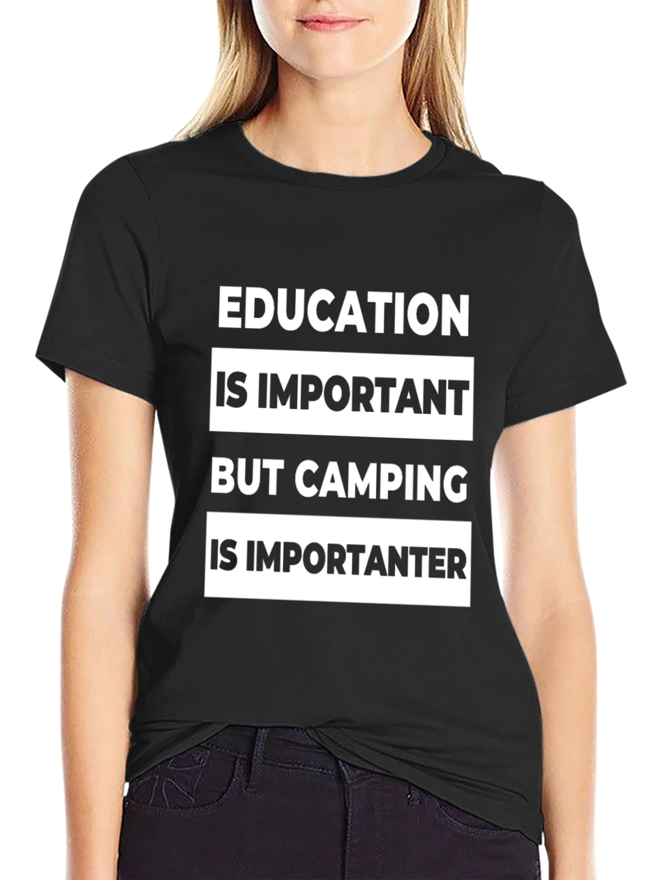 Black Camping Is Importanter Funny Graphic Tee view 2