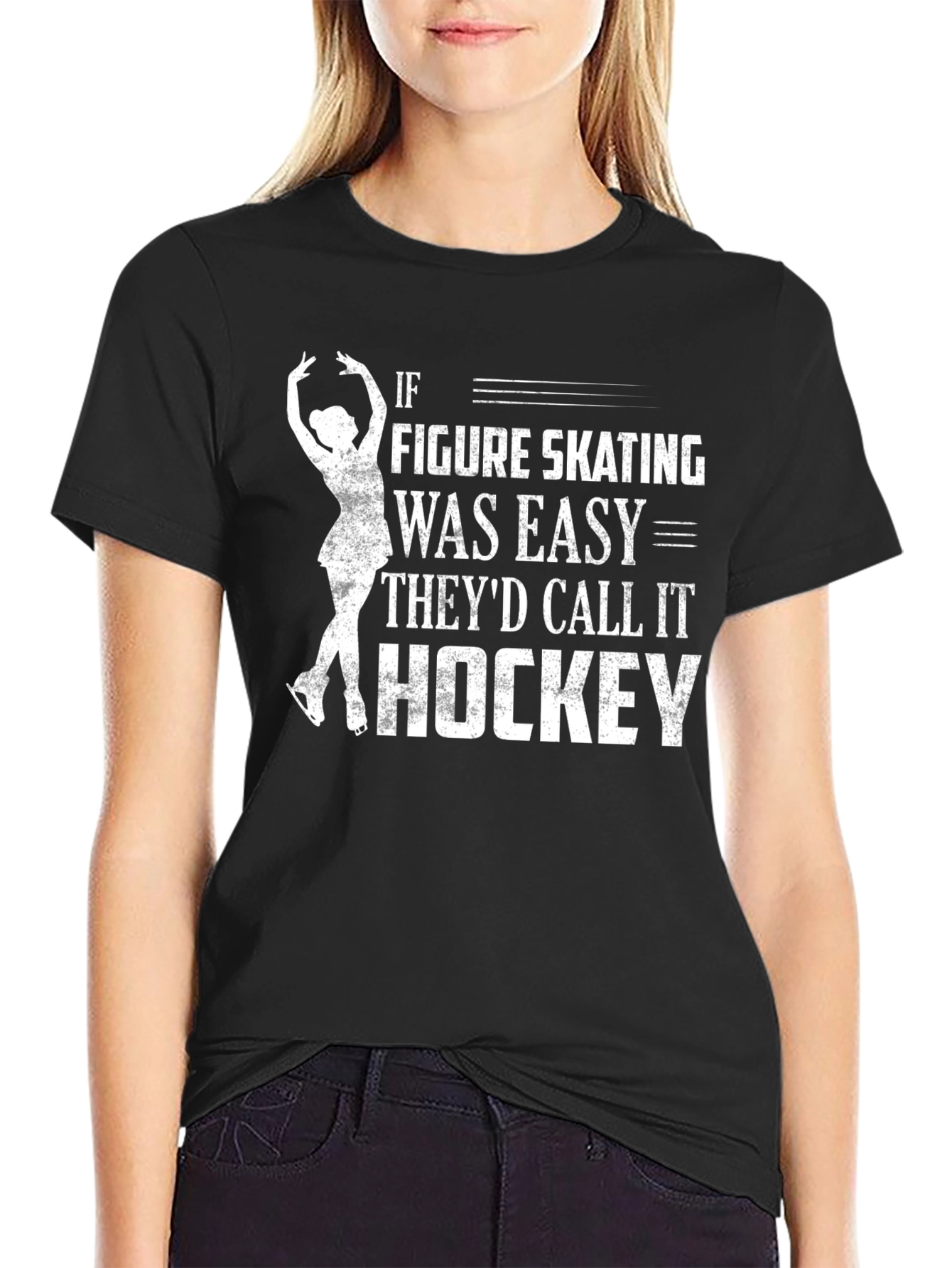 Black Figure Skating T-Shirt: If Figure Skating Was Easy... view 2