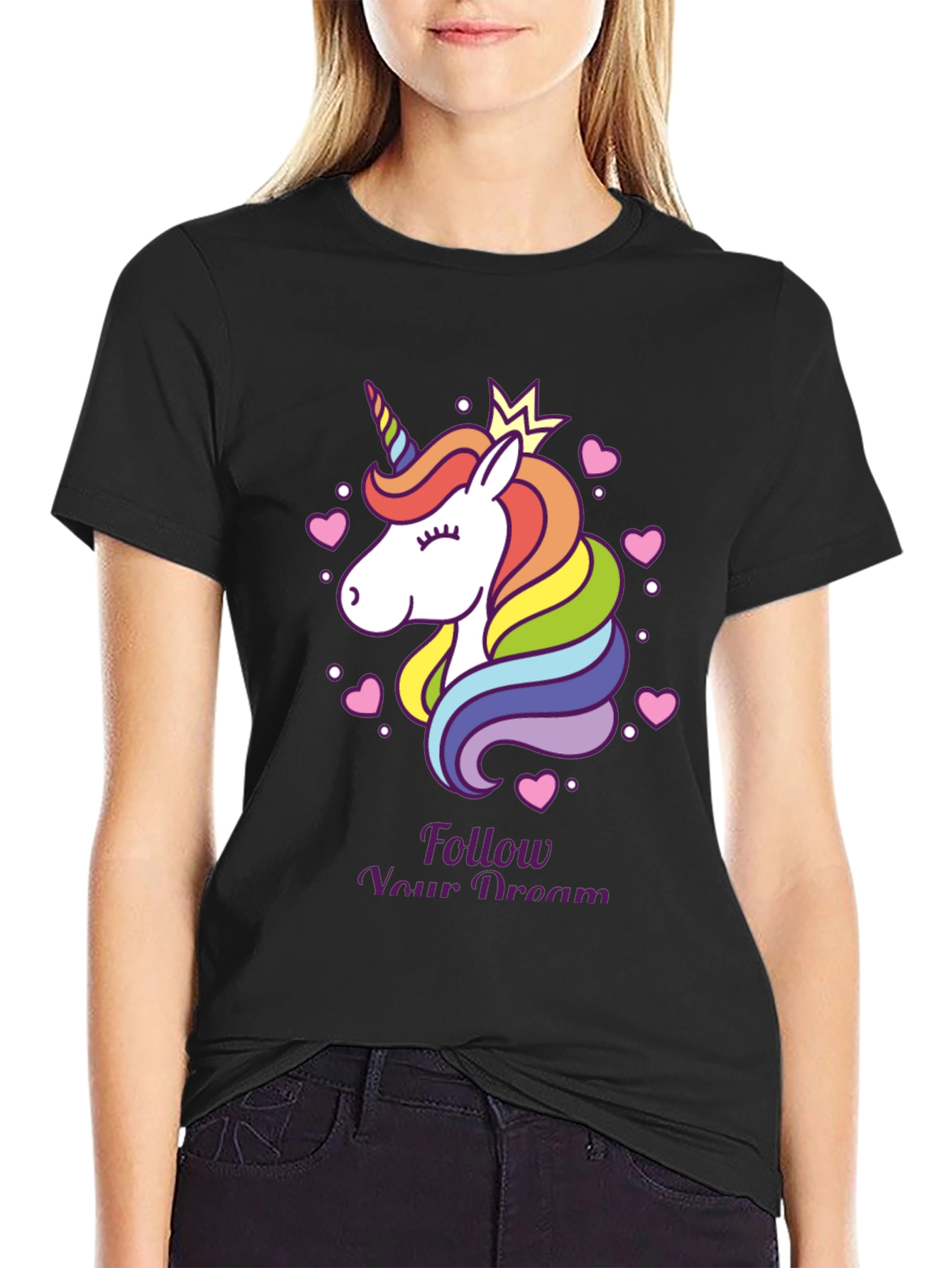 Black Unicorn Dream T-Shirt - Follow Your Dreams Tee view 2