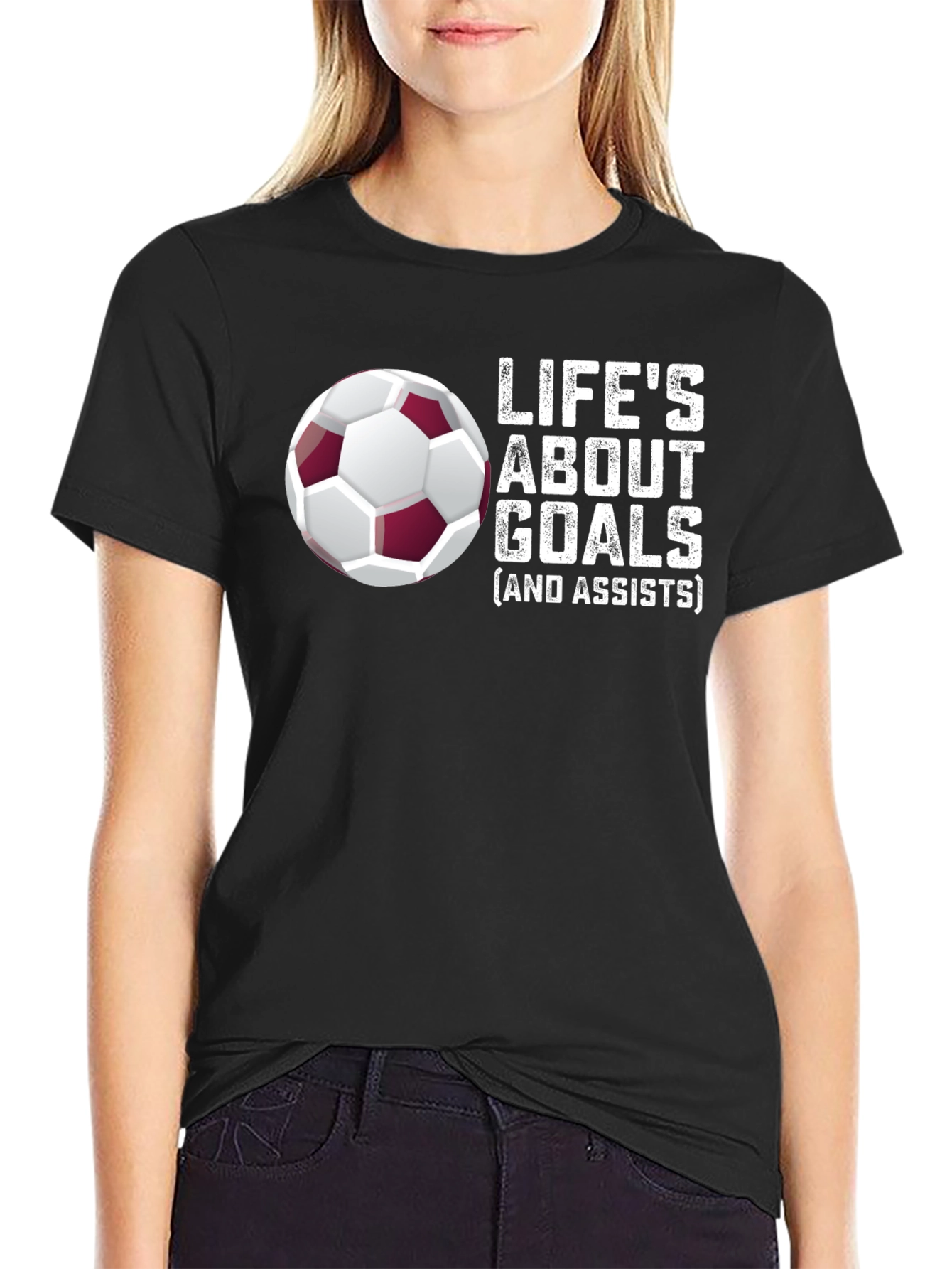 Black Life's About Goals Soccer T-Shirt view 2