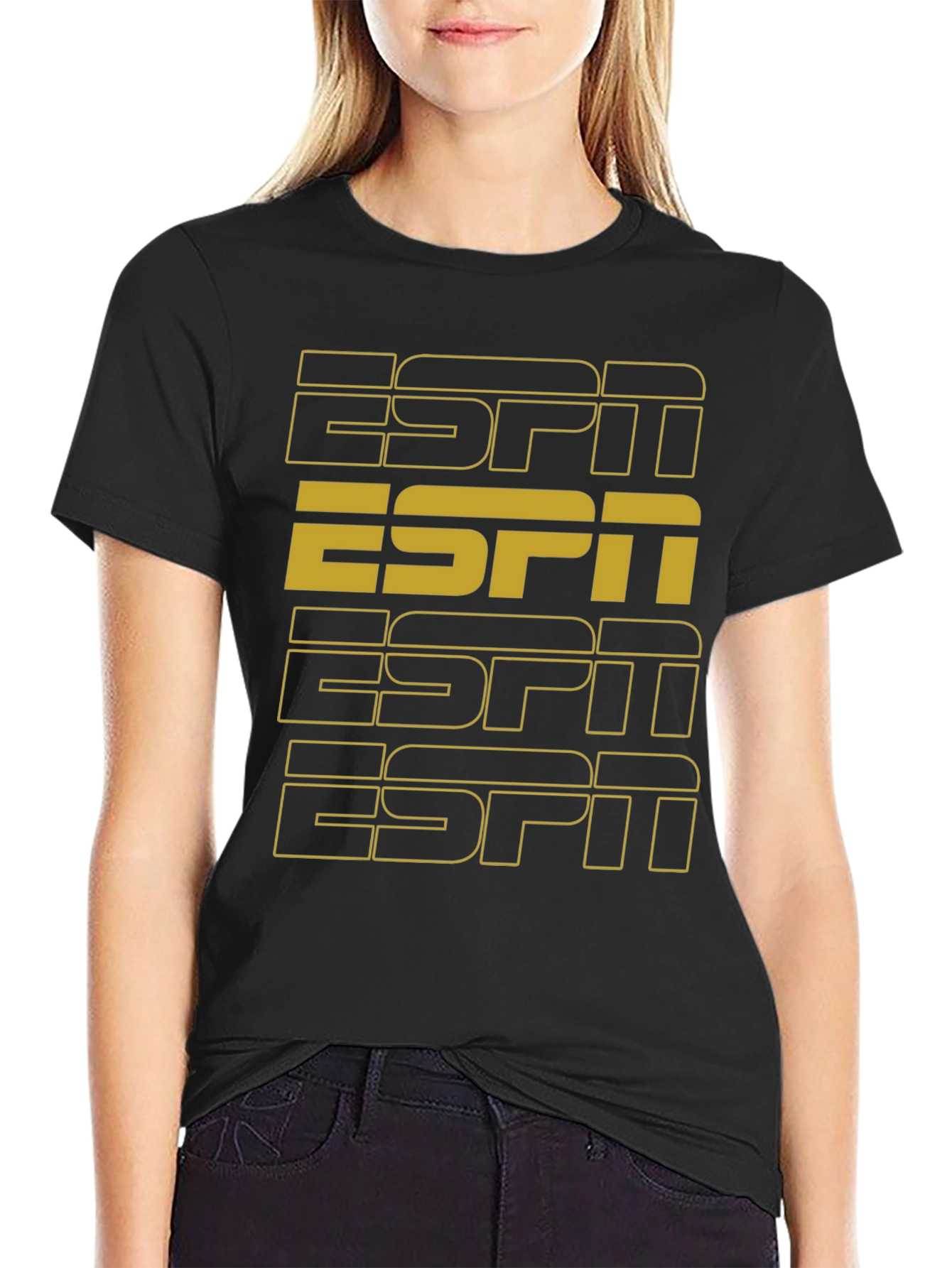 Black Retro ESPN Black T-Shirt view 2