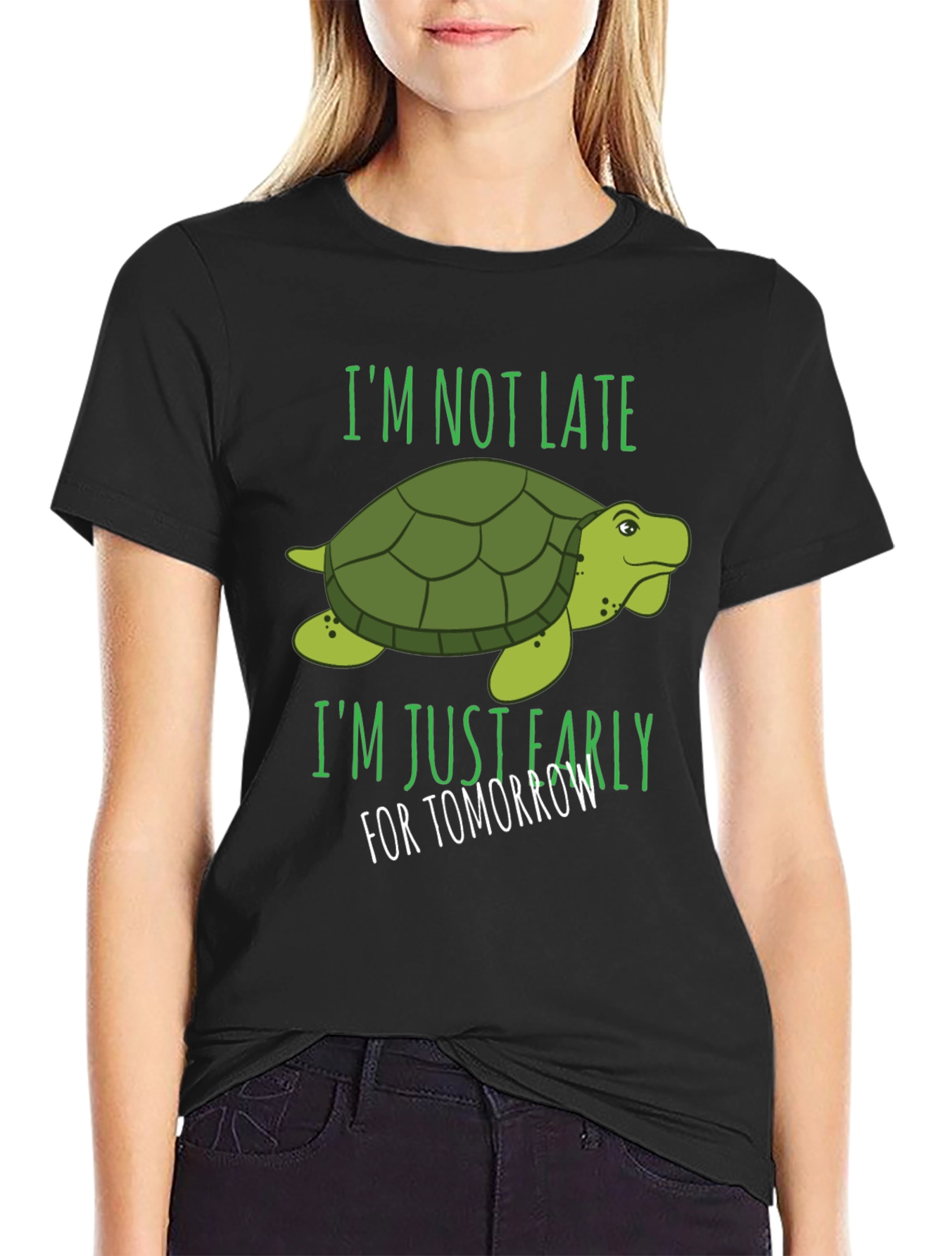 Black Funny Turtle T-Shirt - Always Early! view 2