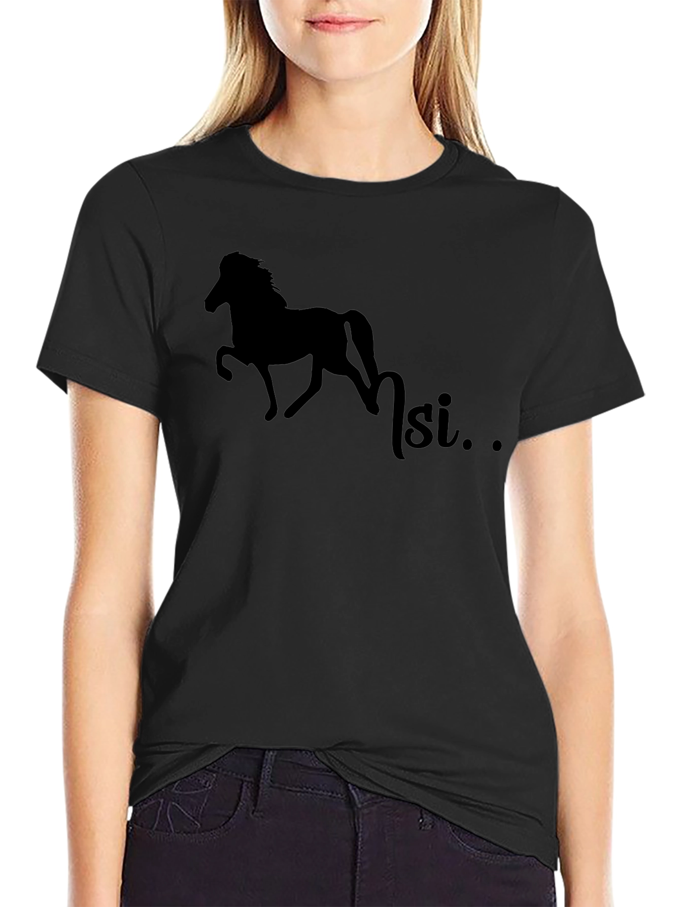 Black Silhouette Horse T-Shirt - Equestrian Style view 2