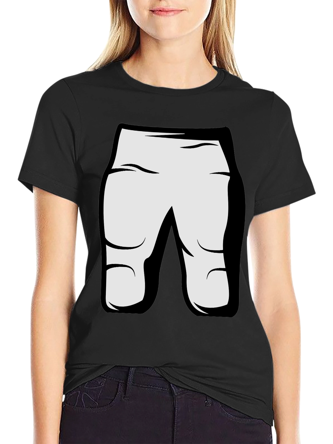 Black Funny Cartoon Character T-Shirt - Black view 2